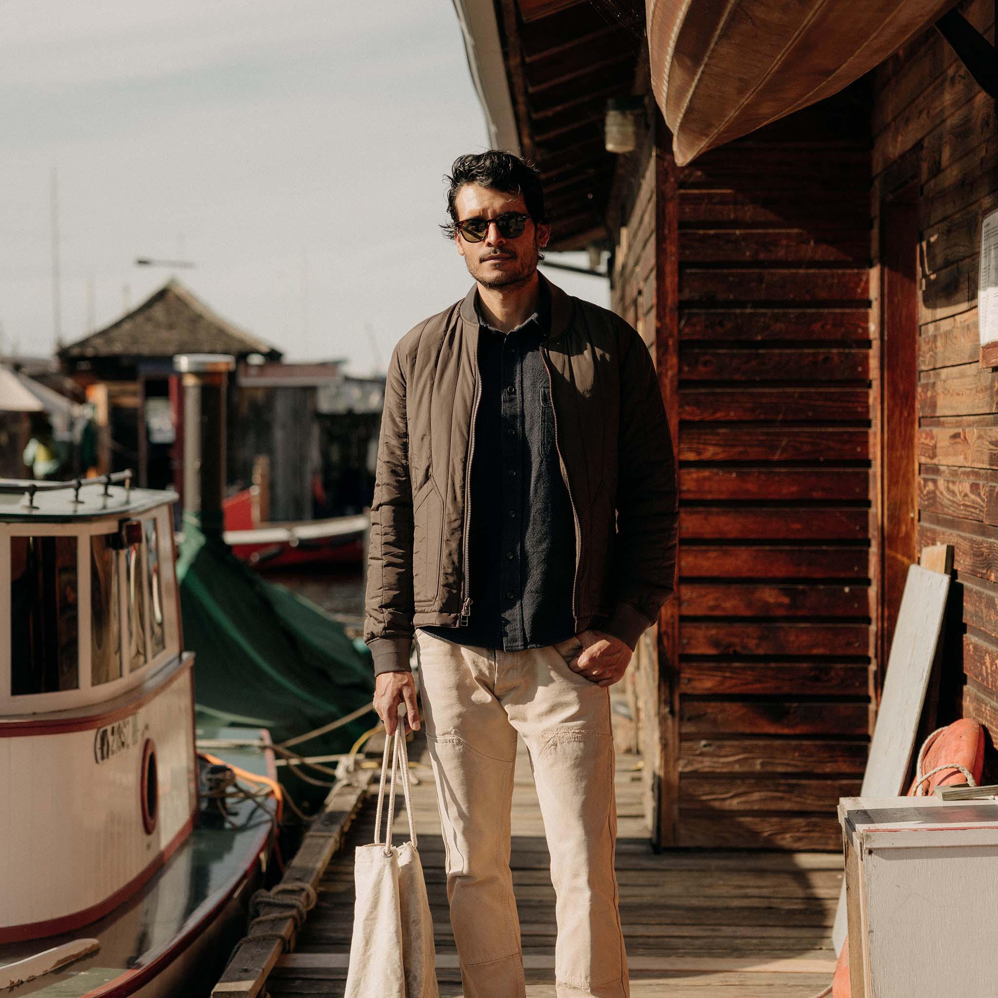 The Able Jacket in Soil Quilted Nylon - Image 2