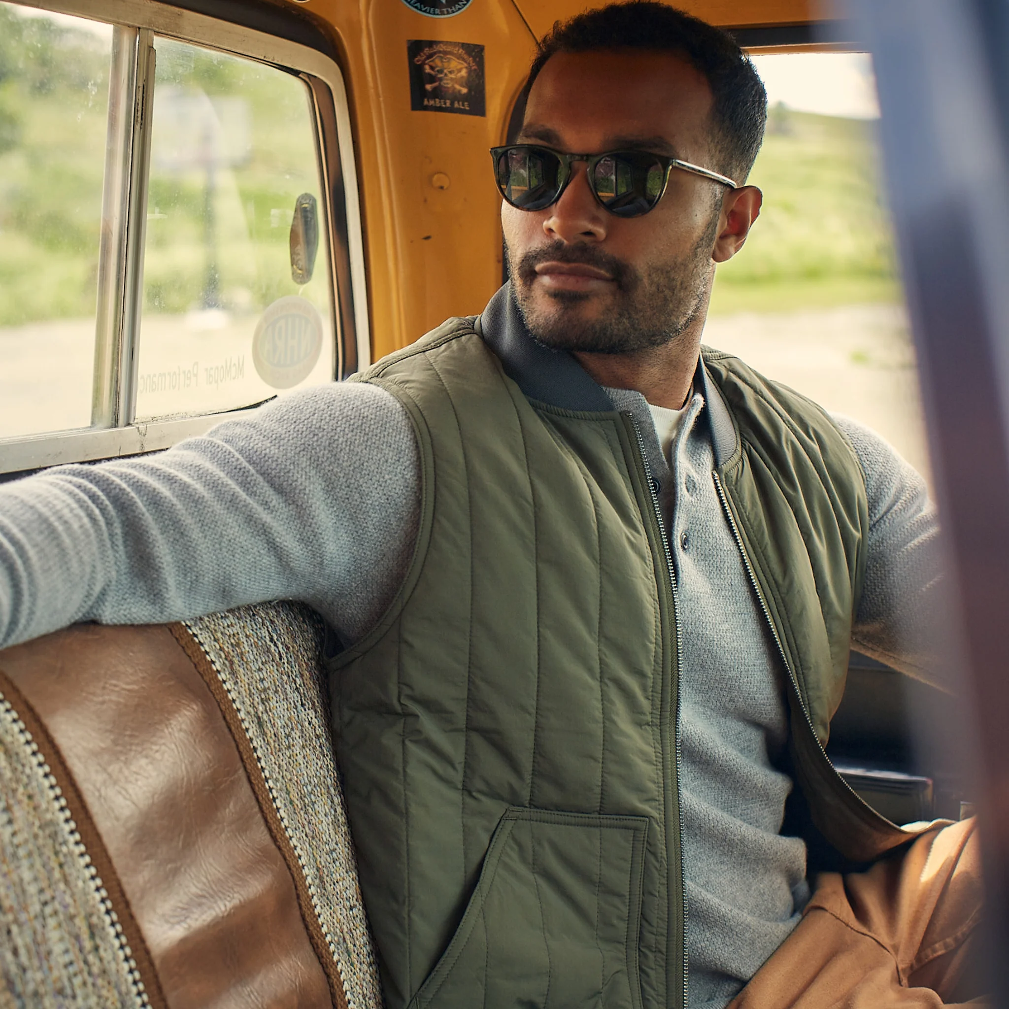 The Able Vest in Quilted Army - Image 2
