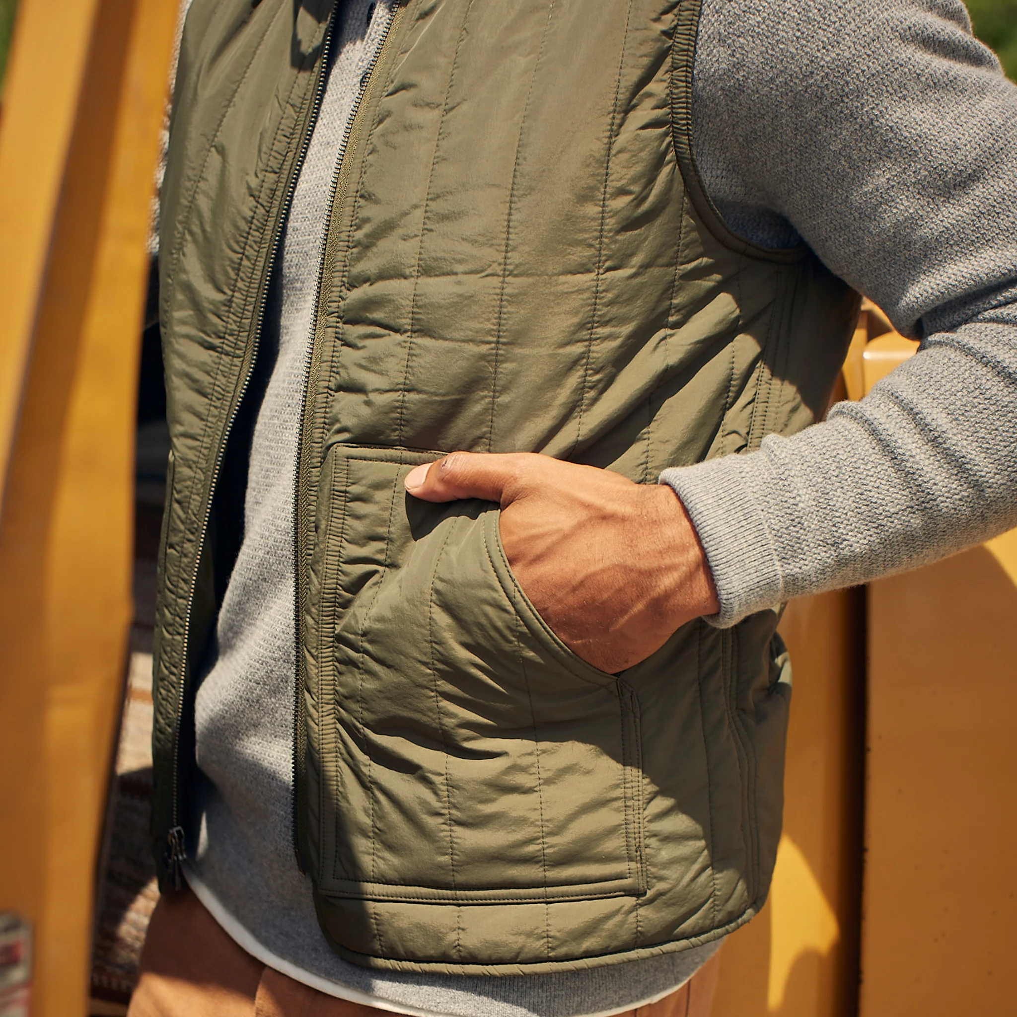 The Able Vest in Quilted Army - Image 4