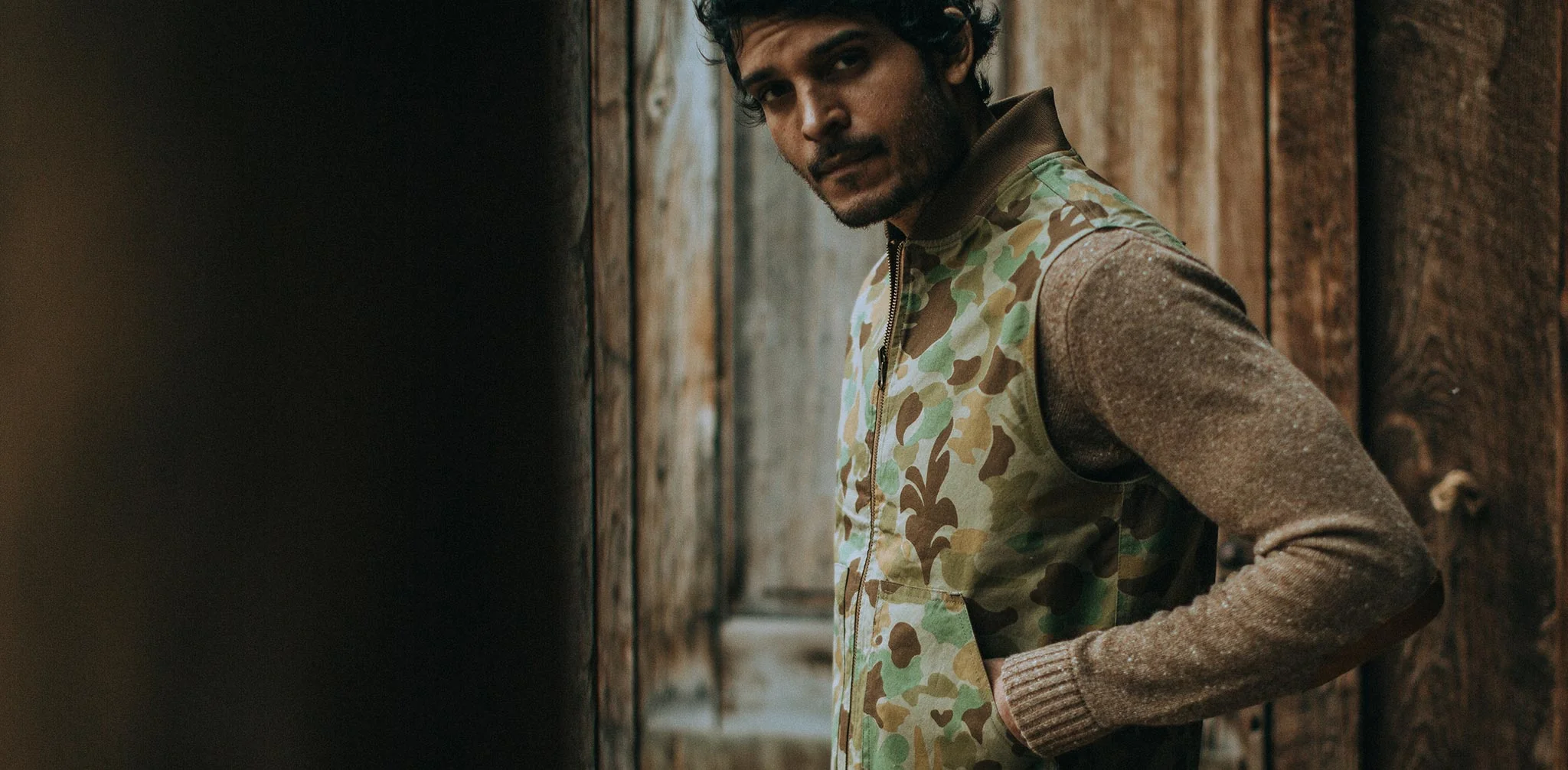 The Taylor Stitch x Gear Patrol Reversible Able Vest in Arid Camo - Image 12