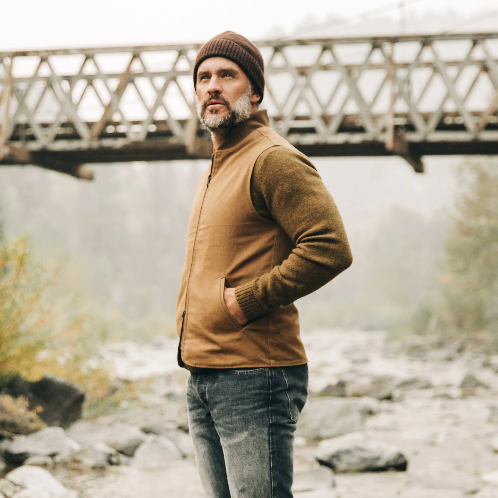 The Taylor Stitch x Gear Patrol Reversible Able Vest in Arid Camo - Image 5