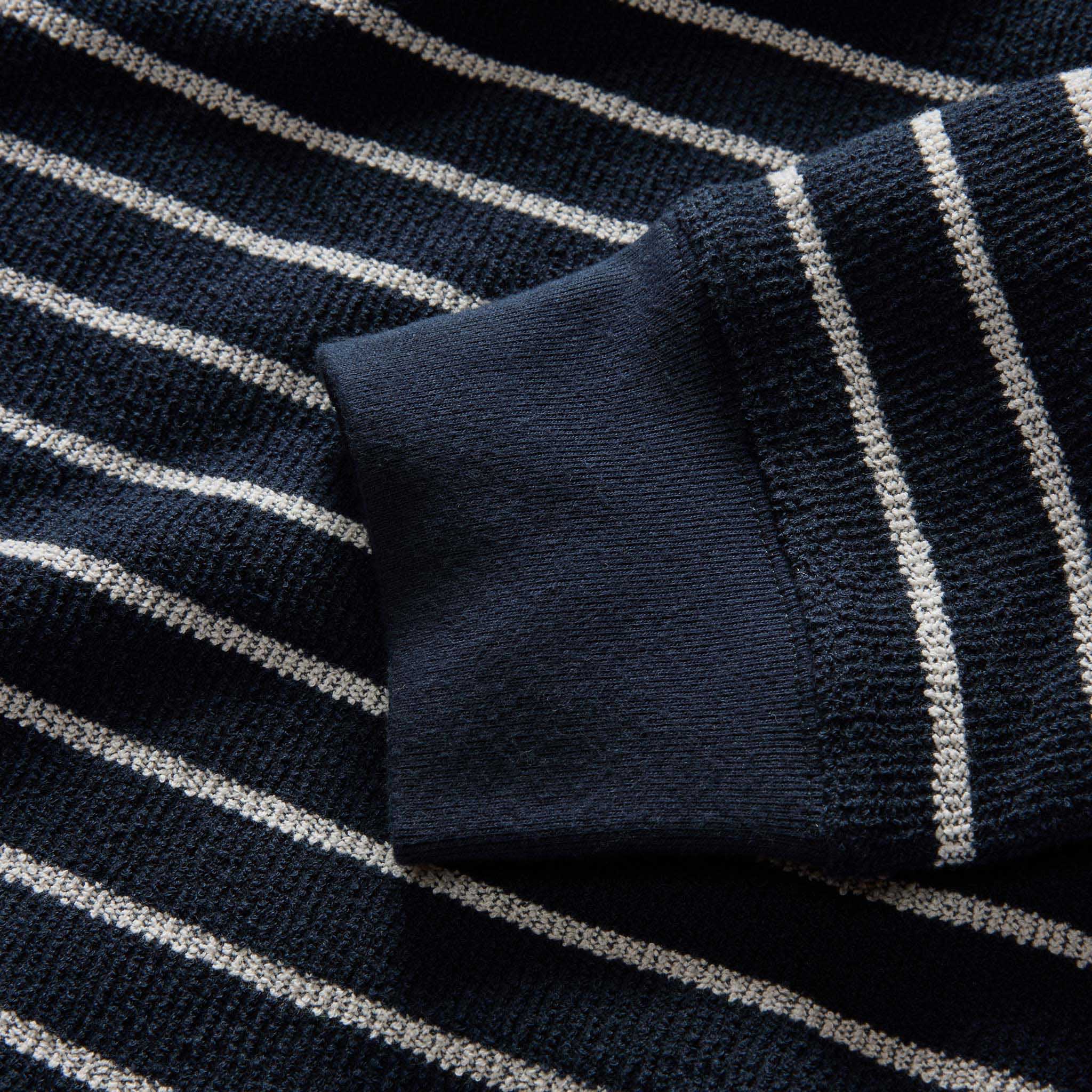 The Adams Crew in Dark Navy Stripe Reverse Terry - Image 6