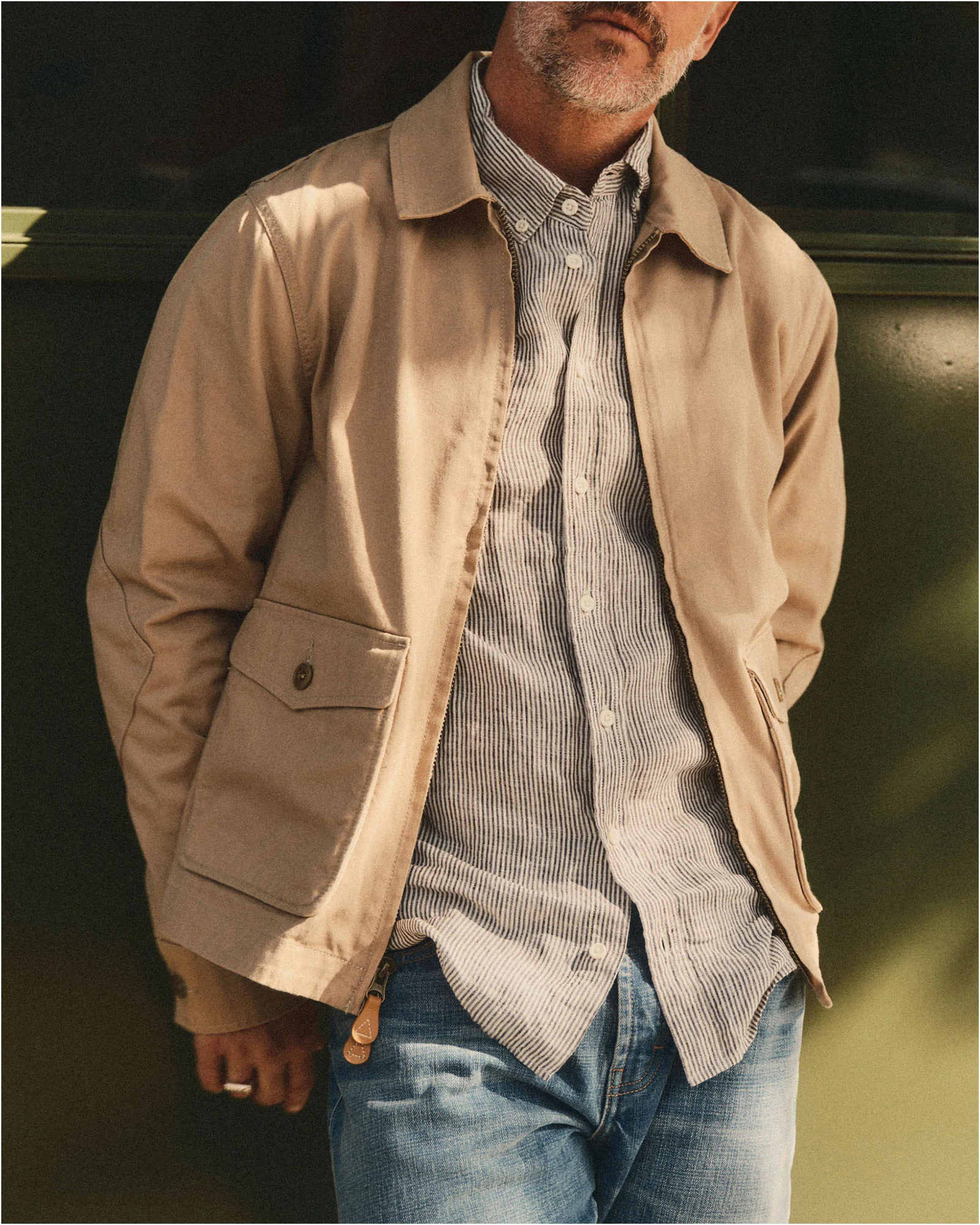The Airman Jacket in Organic Khaki Foundation Twill - Image 2