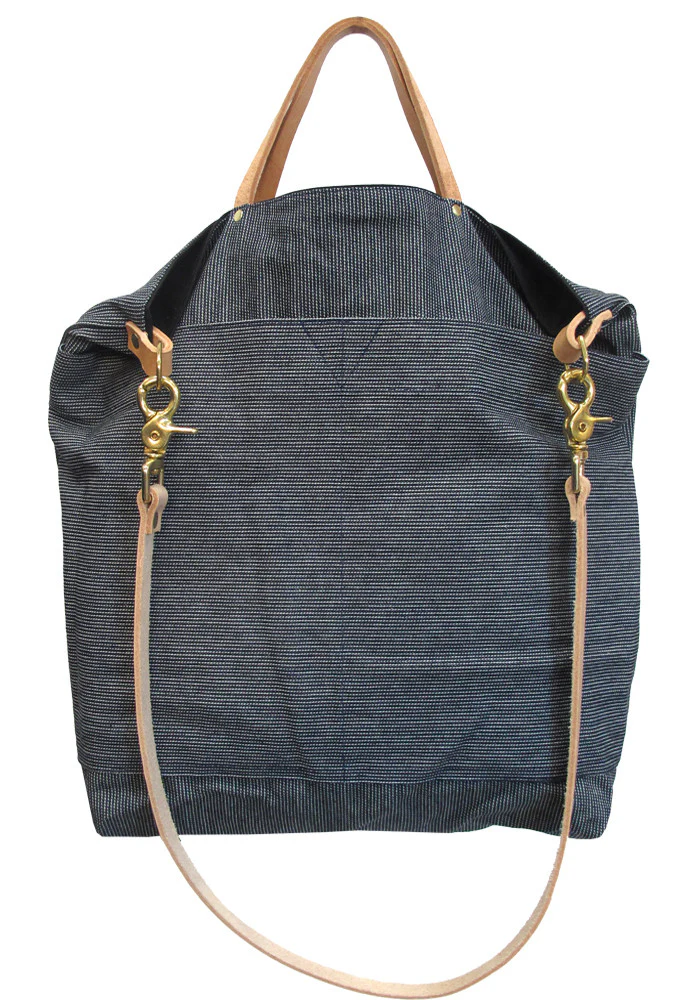 Ali Golden Reversible Tote - Grey/Blue Stripe - Image 2