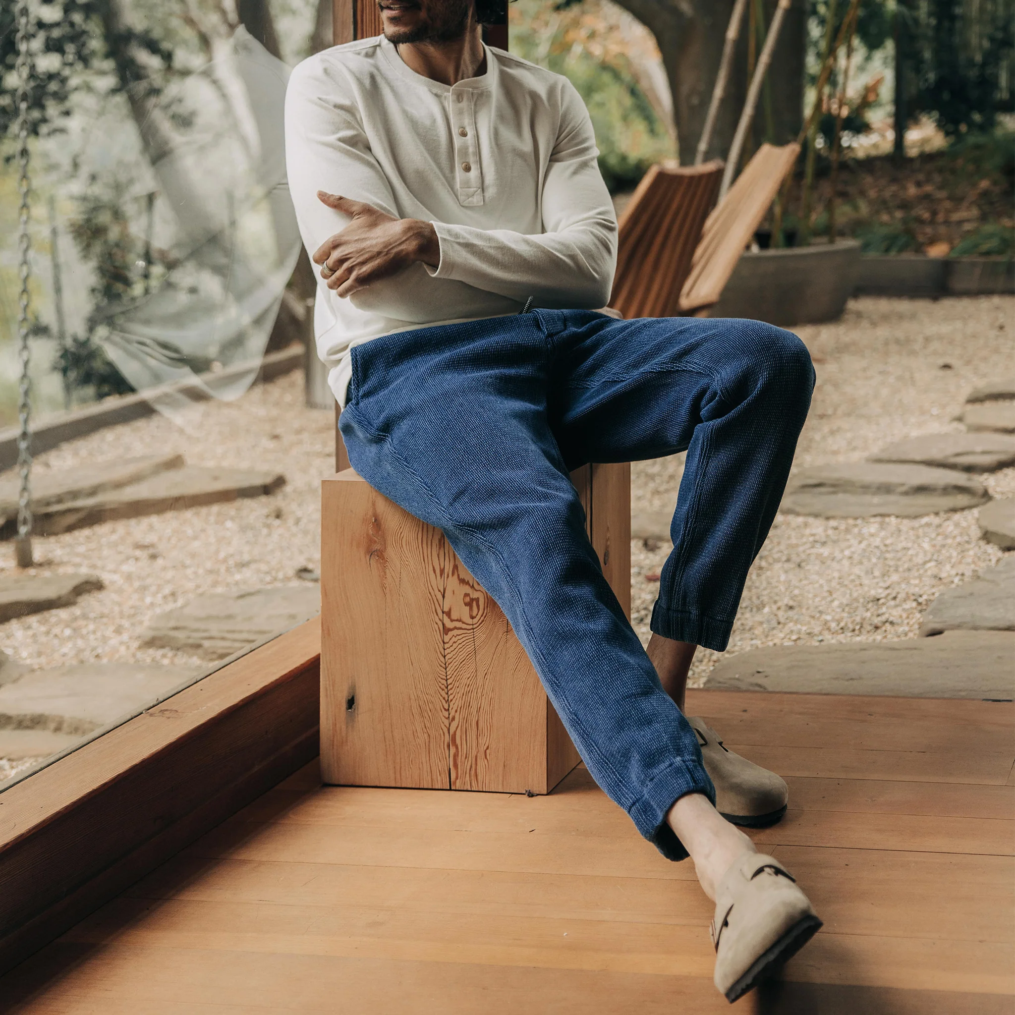 The Apres Pant in Indigo Waffle - Image 2