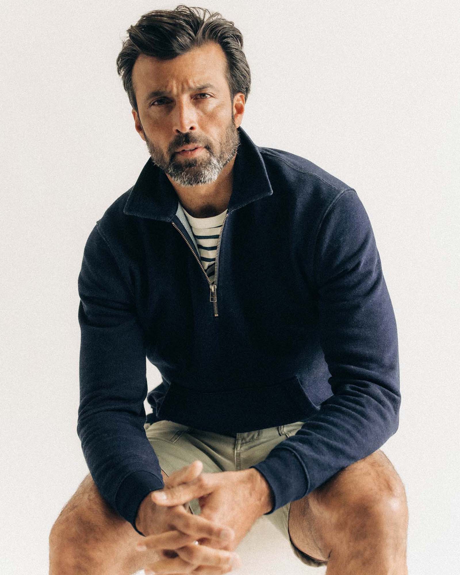 The Apres Quarter Zip in Rinsed Indigo Terry - Image 2