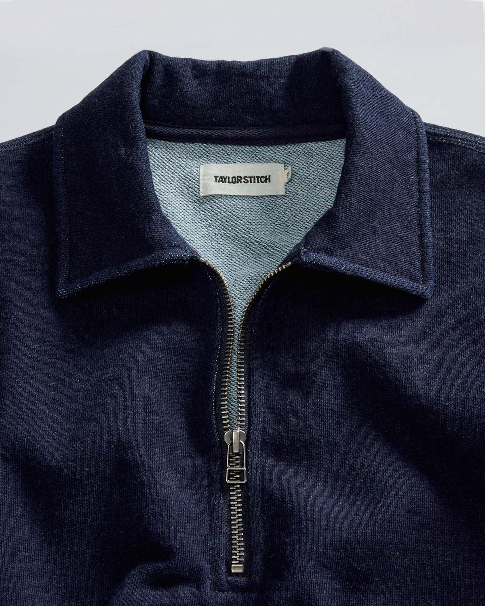 The Apres Quarter Zip in Rinsed Indigo Terry - Image 5