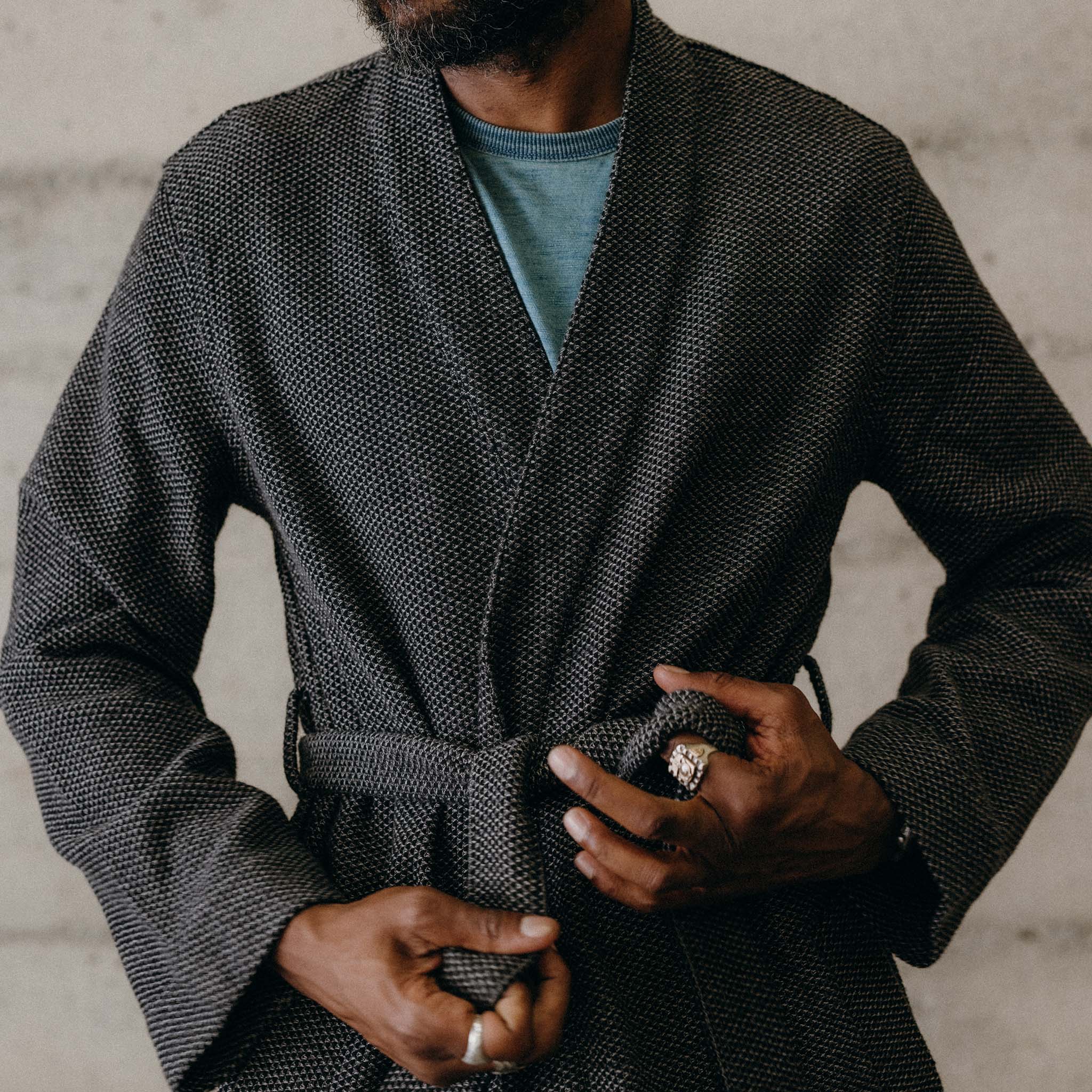 The Apres Robe in Charcoal Sashiko - Image 3
