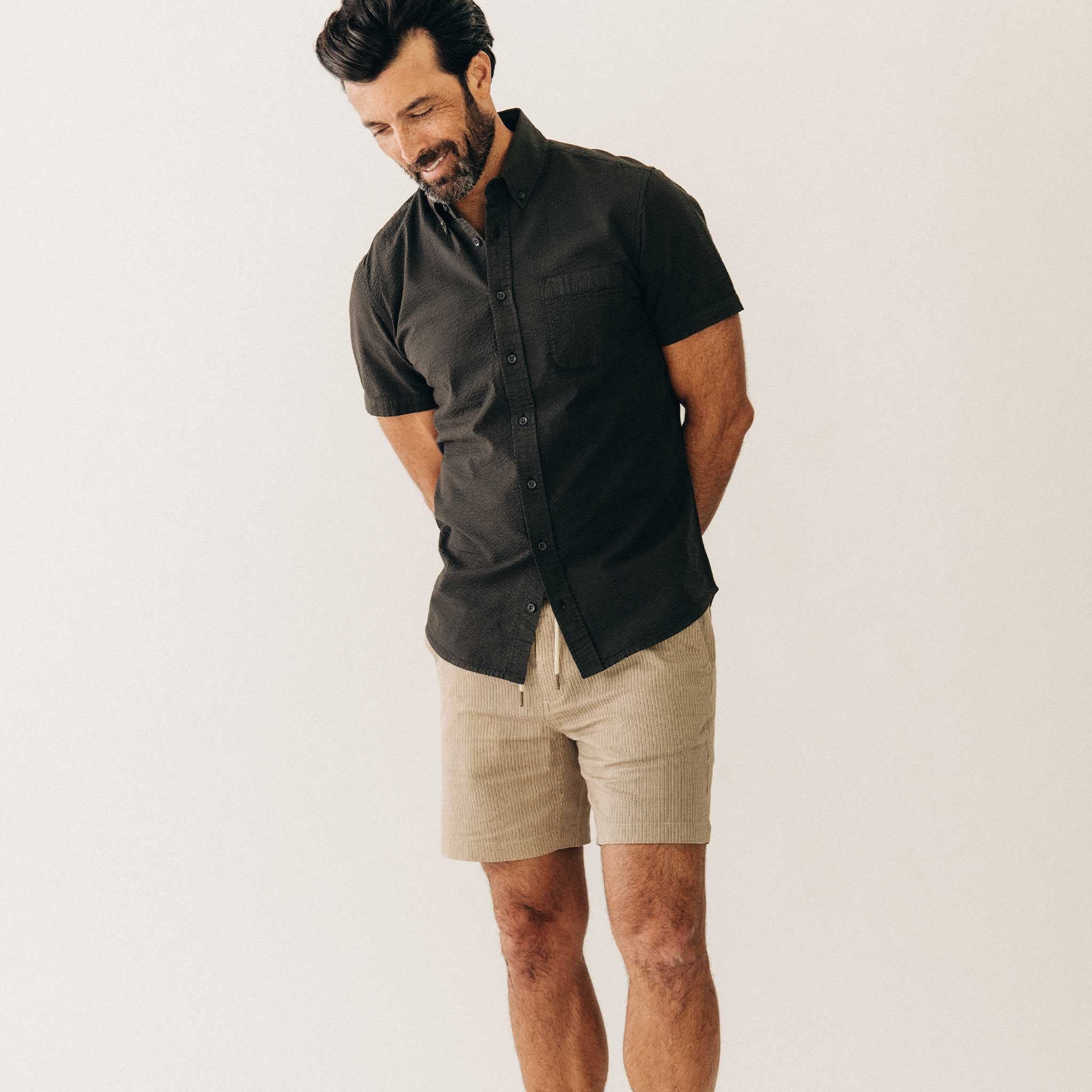 The Apres Short in Black Coffee Stripe - Image 3