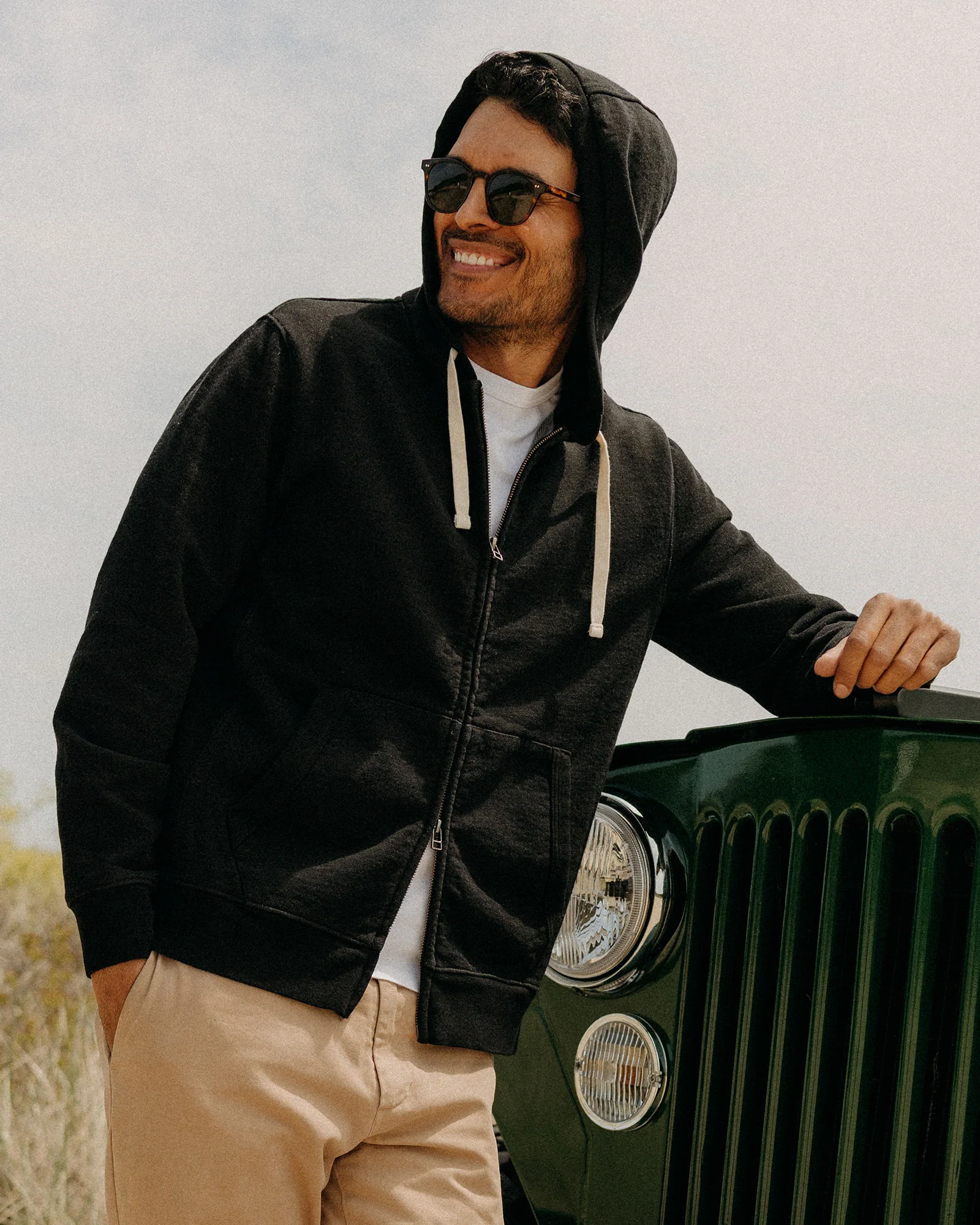 The Apres Zip Hoodie in Black Indigo Terry - Image 2
