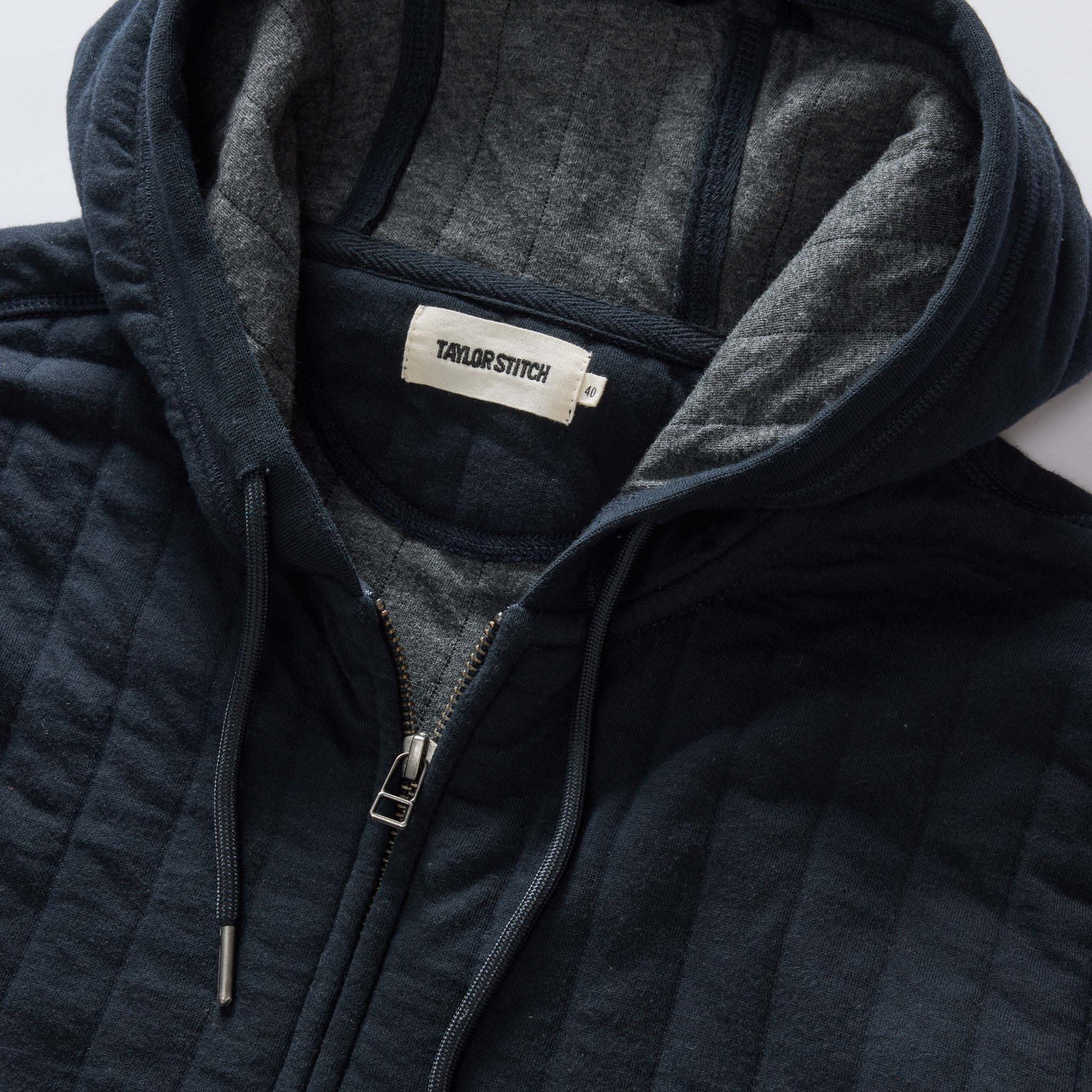 The Apres Zip Hoodie in Heather Midnight Quilted Jersey - Image 2