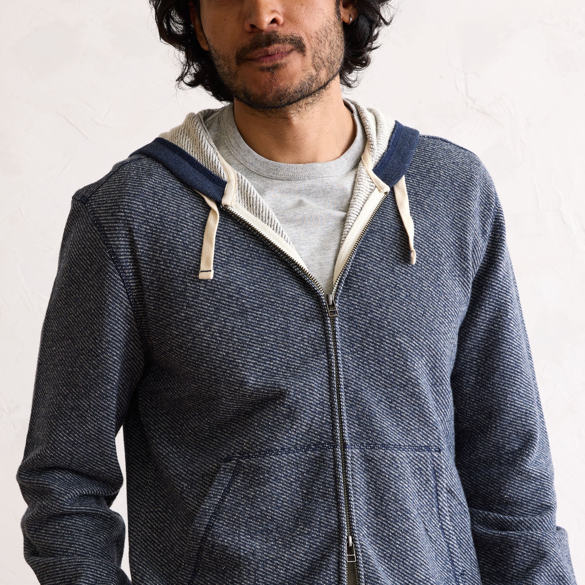 The Apres Zip Hoodie in Heather Navy Terry - Image 3