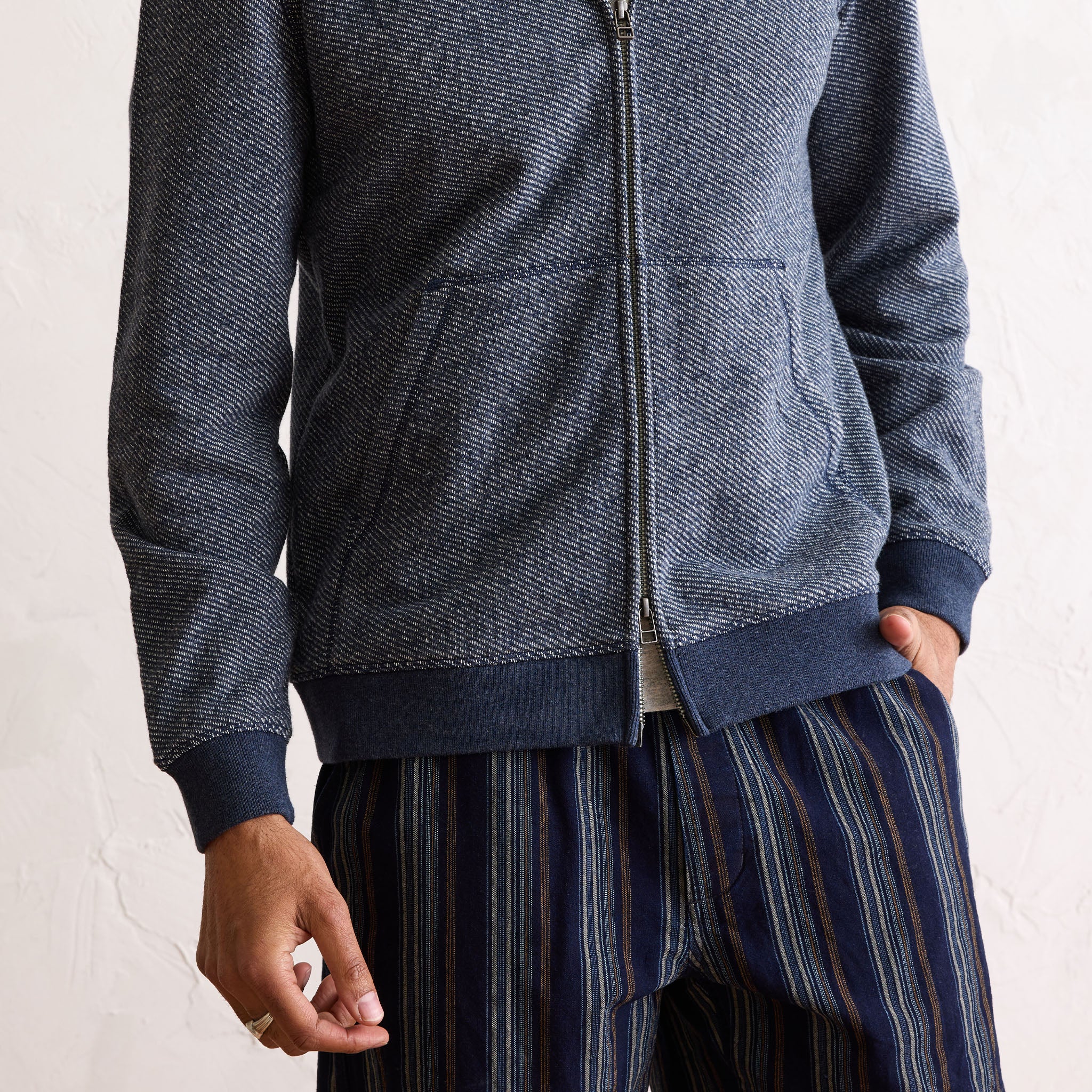 The Apres Zip Hoodie in Heather Navy Terry - Image 4