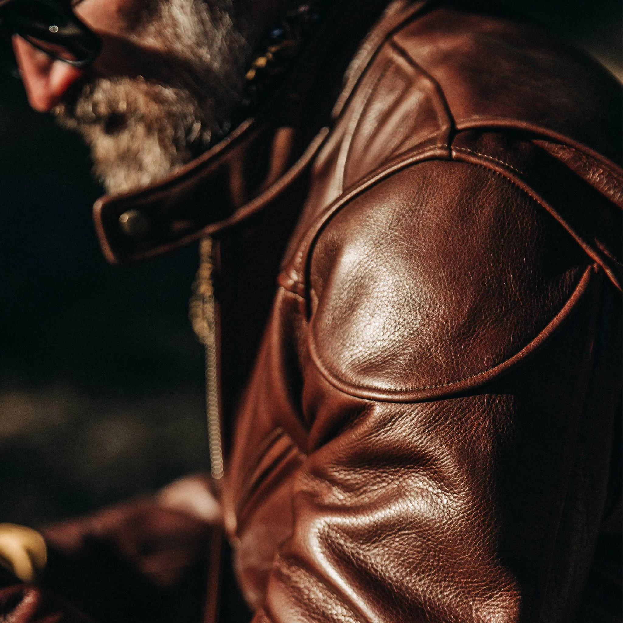 The Band Collar Moto Jacket in Espresso Steerhide - Image 6