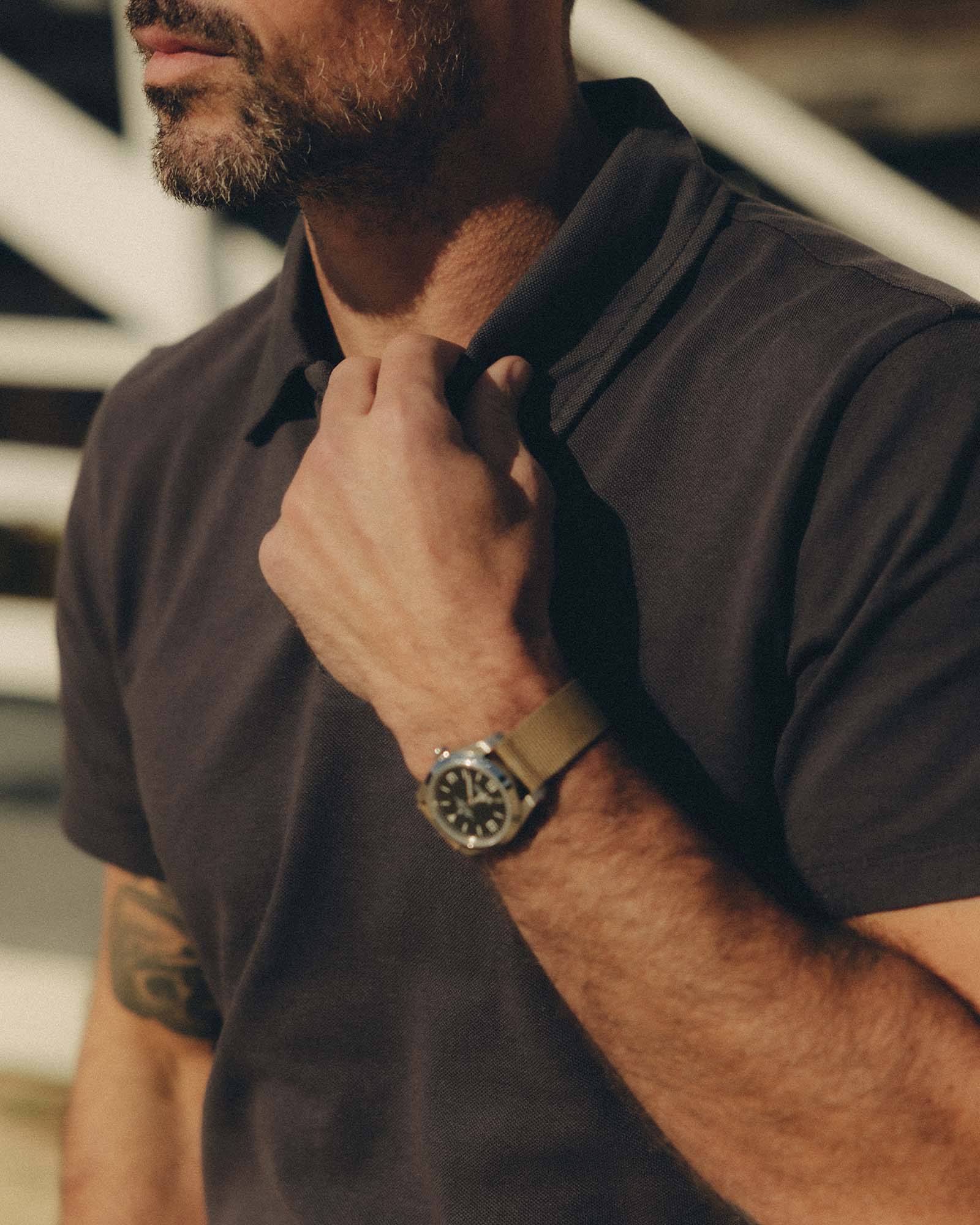 The Cotton Hemp Polo in Asphalt Pique - Image 4