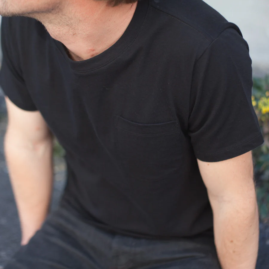 The Crewneck Pocket Tee in Black - Image 3