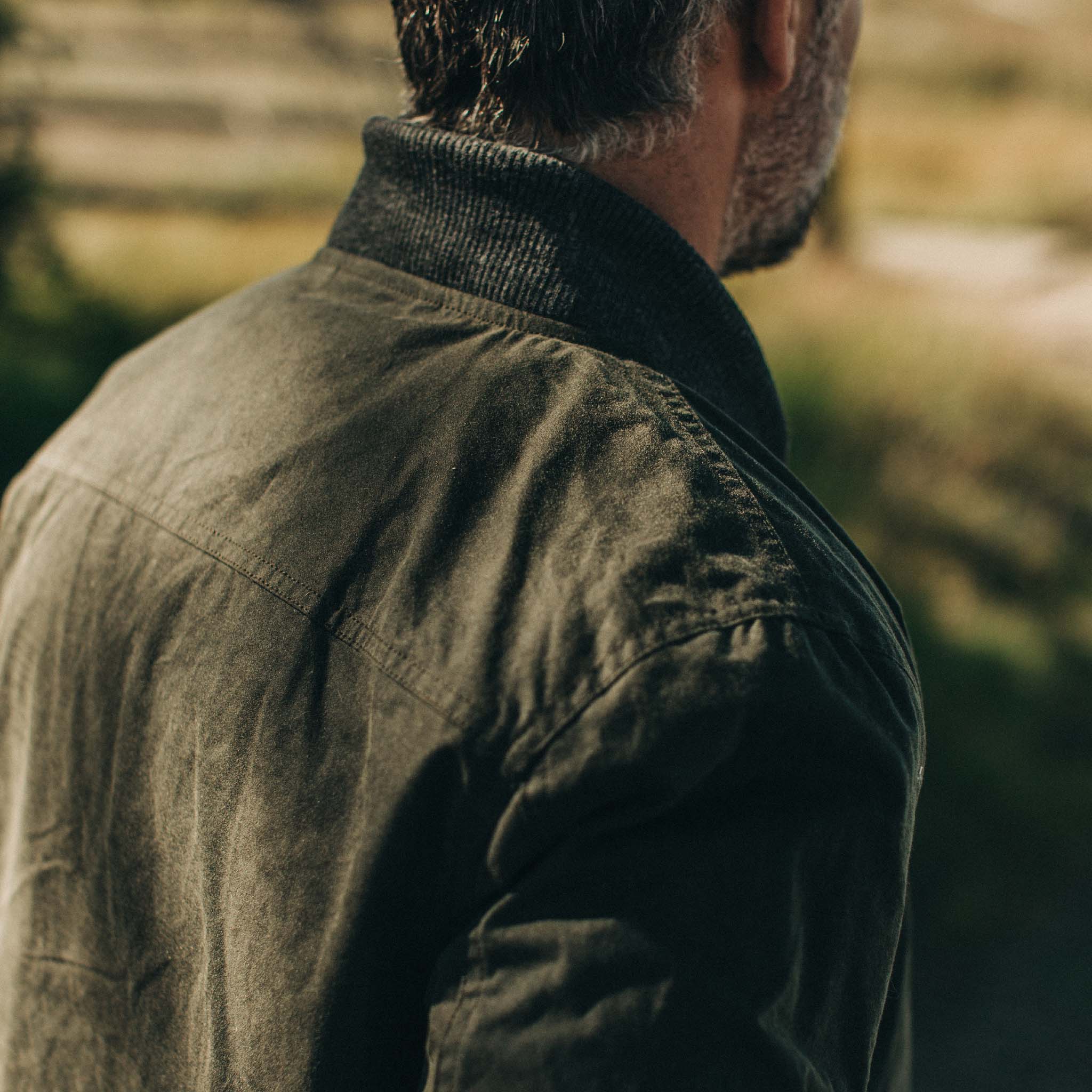 The Bomber Jacket in Waxed Olive - Image 5
