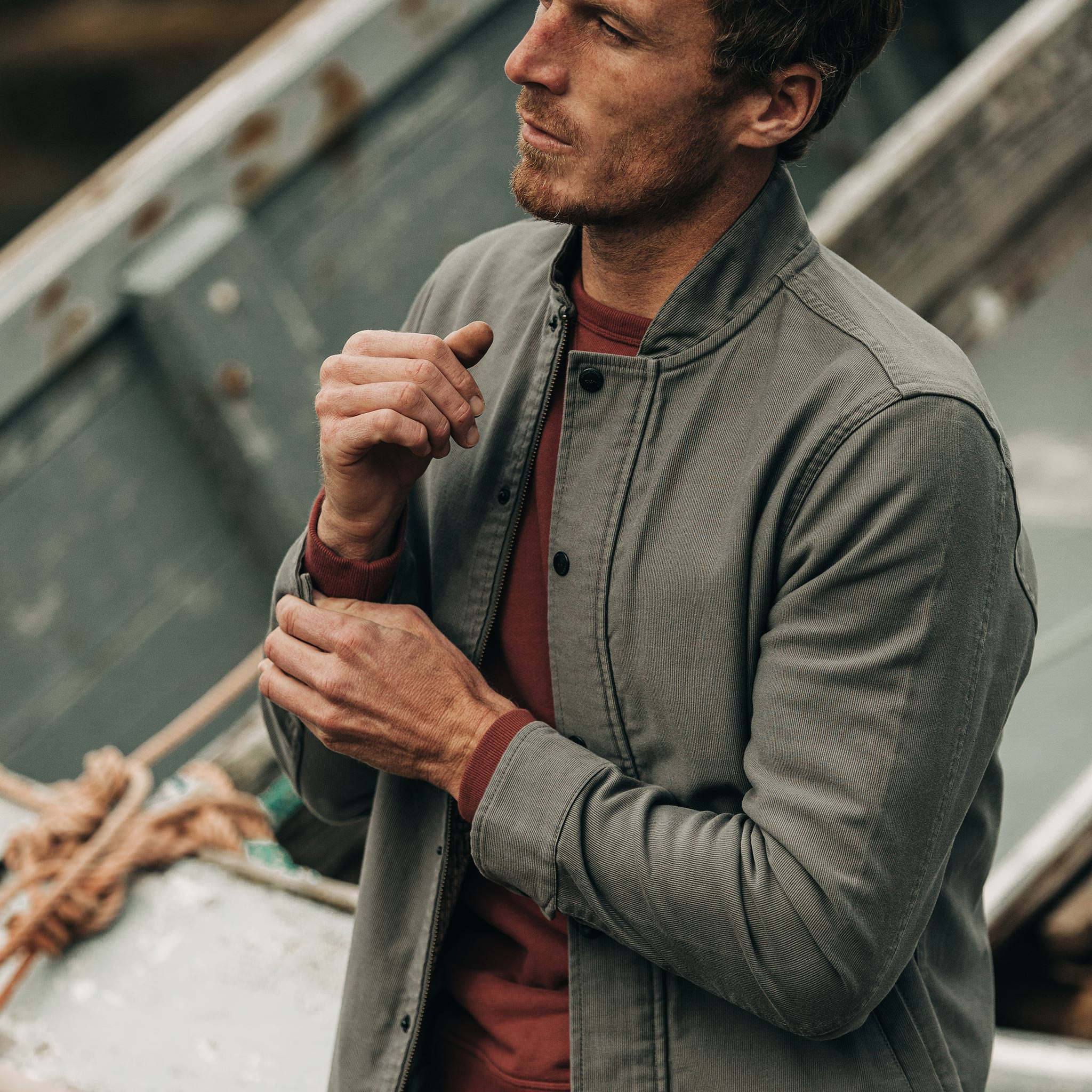 The Bomber Jacket in Charcoal Jungle Cloth - Image 4