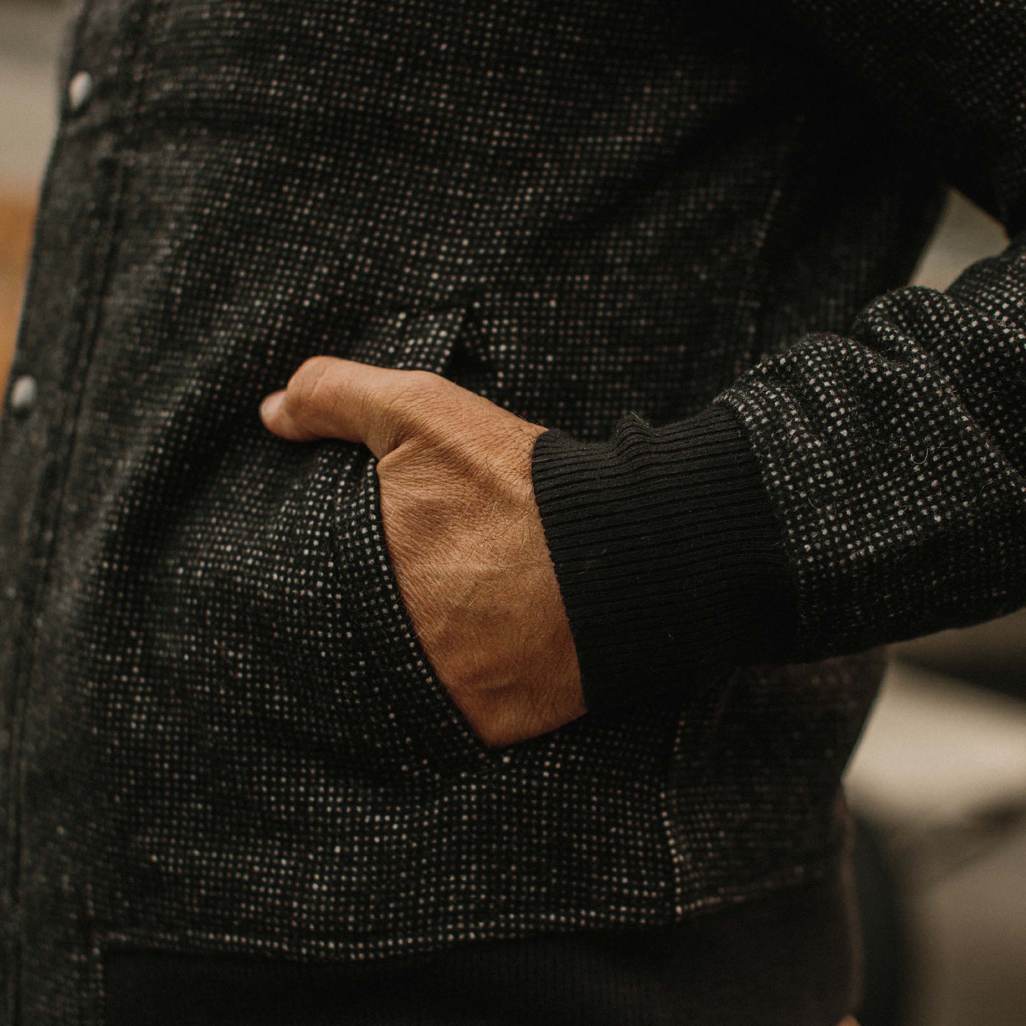 The Bomber Jacket in Charcoal Wool - Image 3