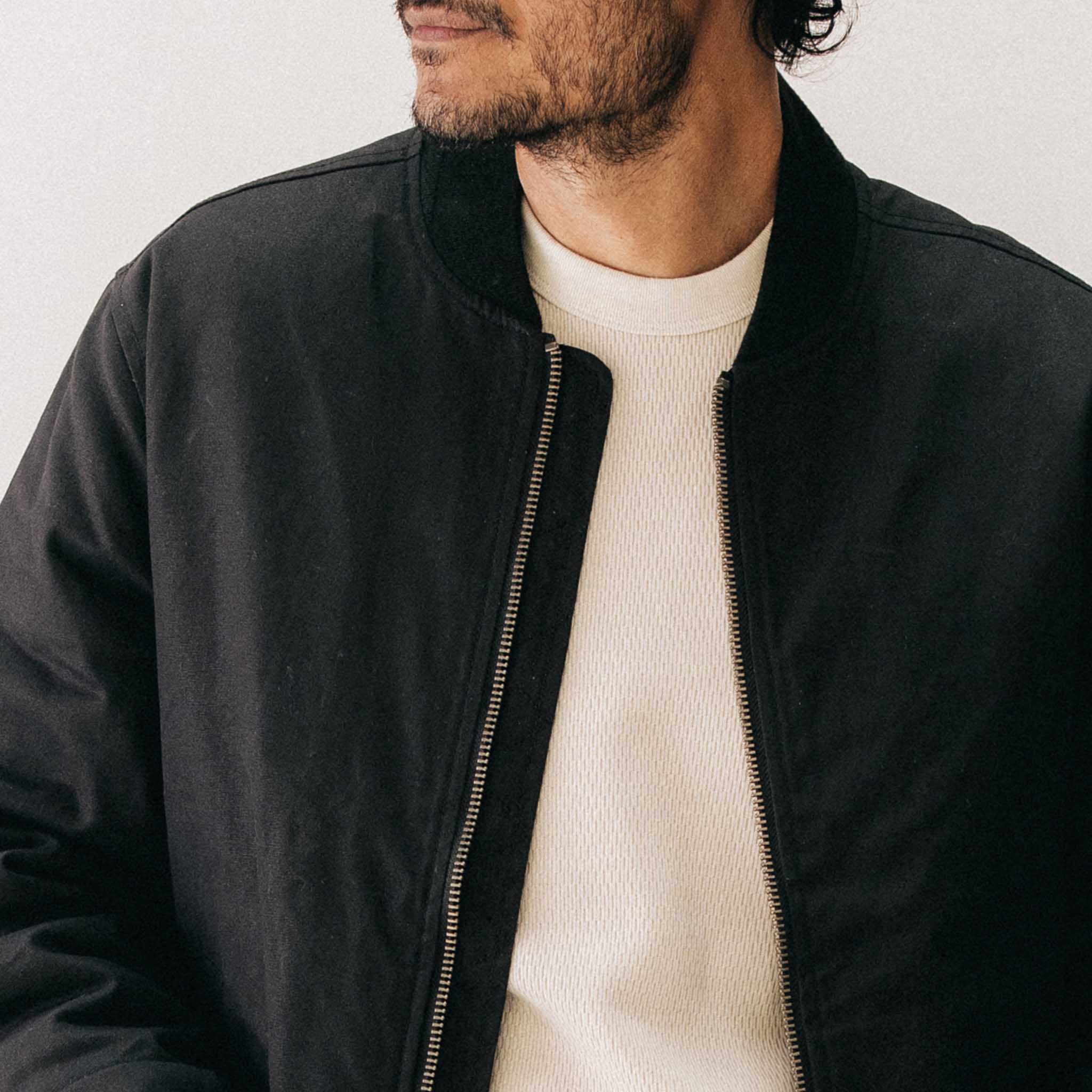 The Insulated Bomber Jacket in Coal Dry Wax - Image 3