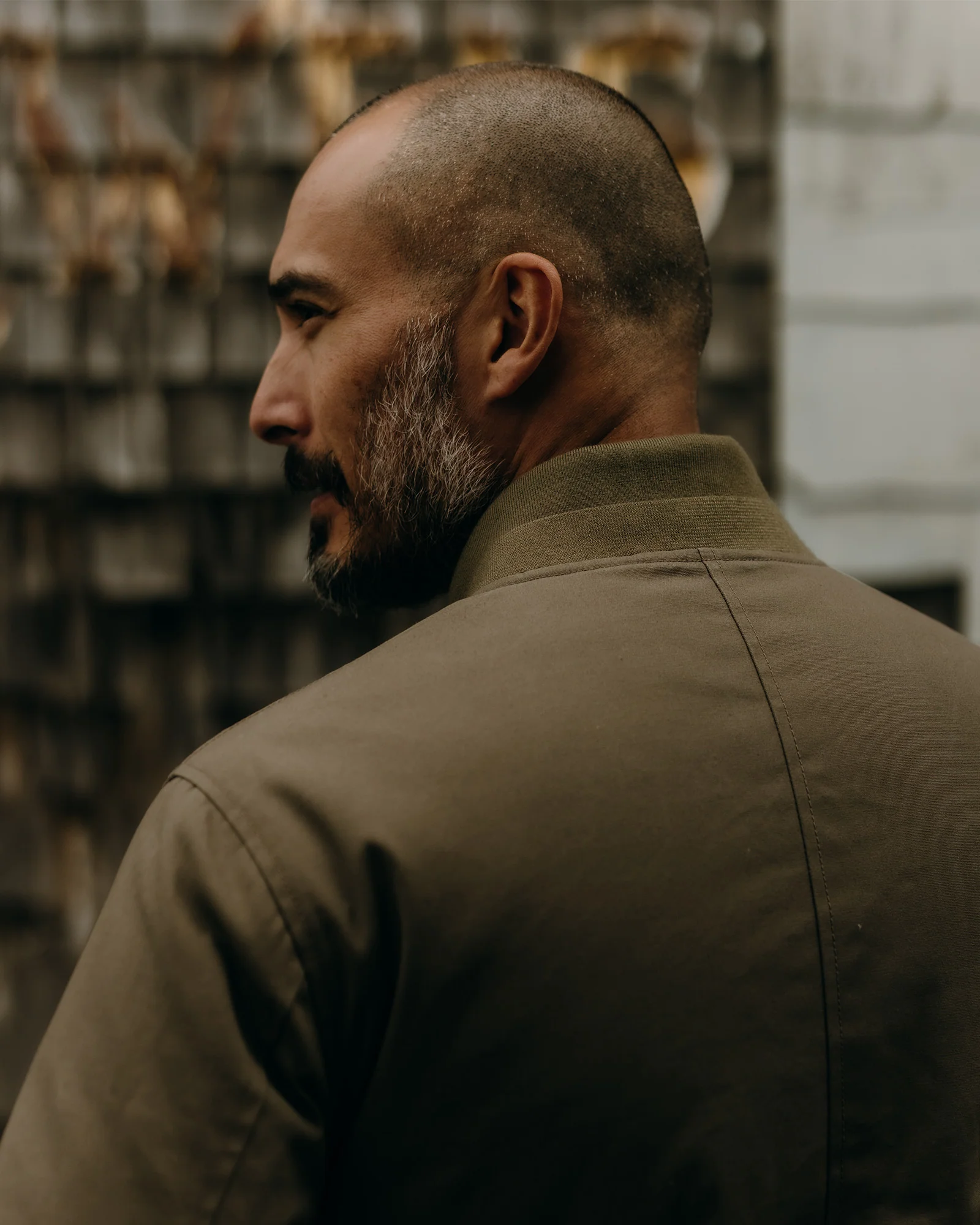 The Insulated Bomber Jacket in Fatigue Olive Dry Wax - Image 3