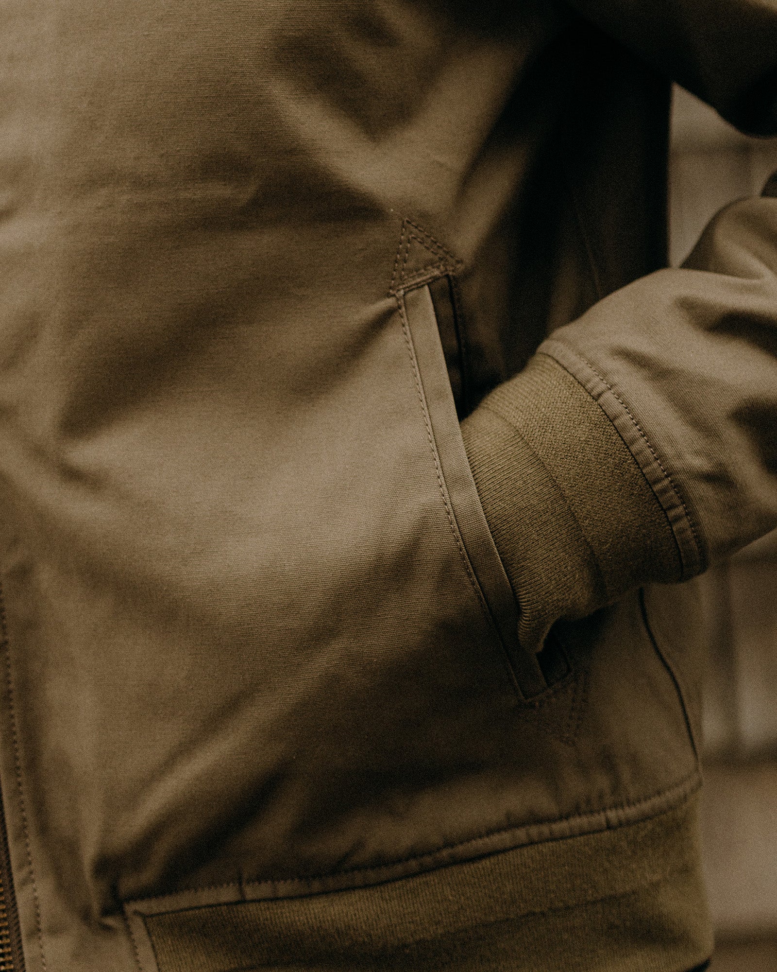 The Insulated Bomber Jacket in Fatigue Olive Dry Wax - Image 4
