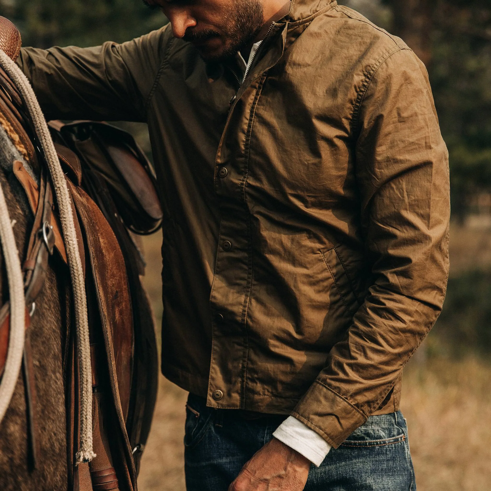 The Bomber Jacket in Field Tan Wax Canvas - Image 3