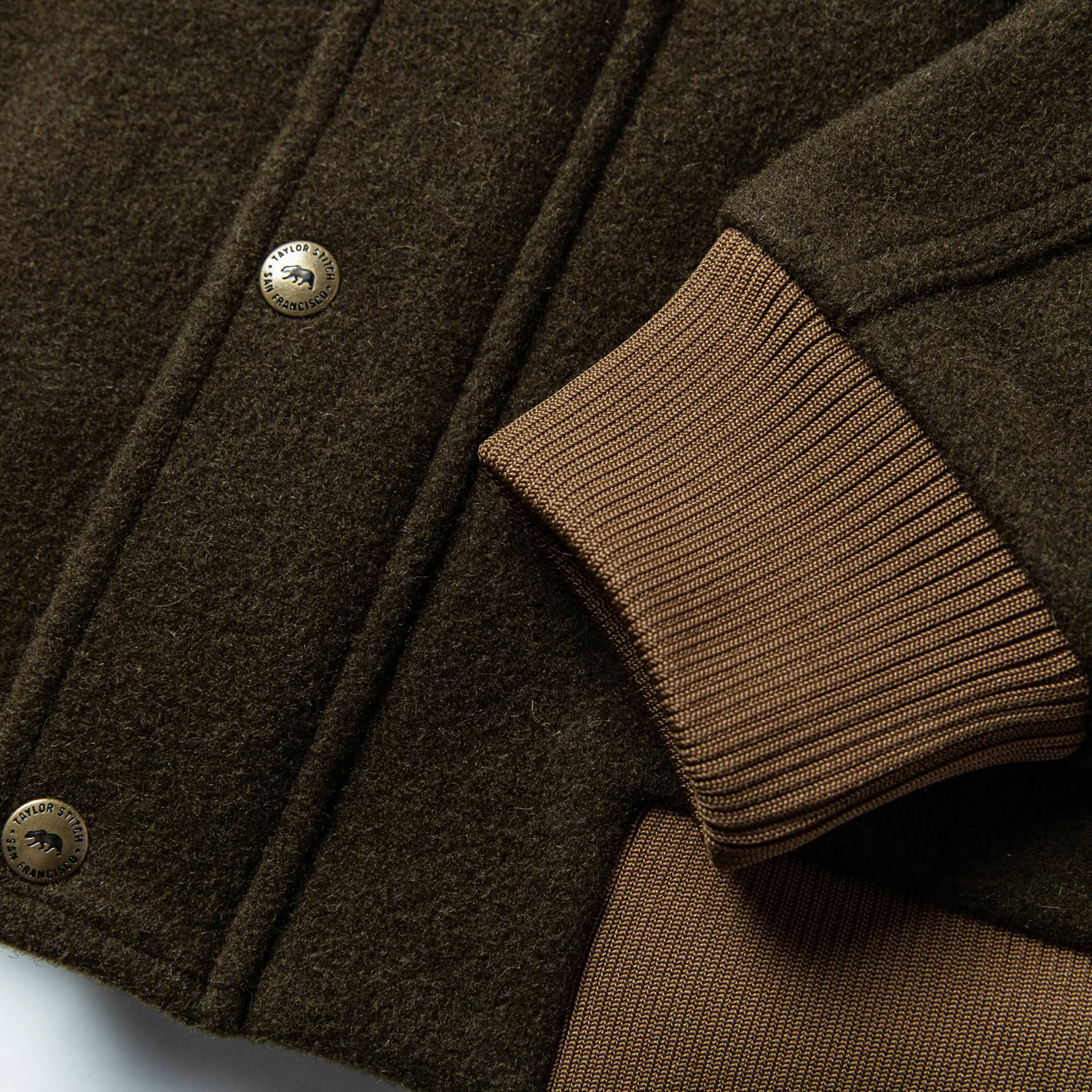 The Bomber Jacket in Olive Wool - Image 8