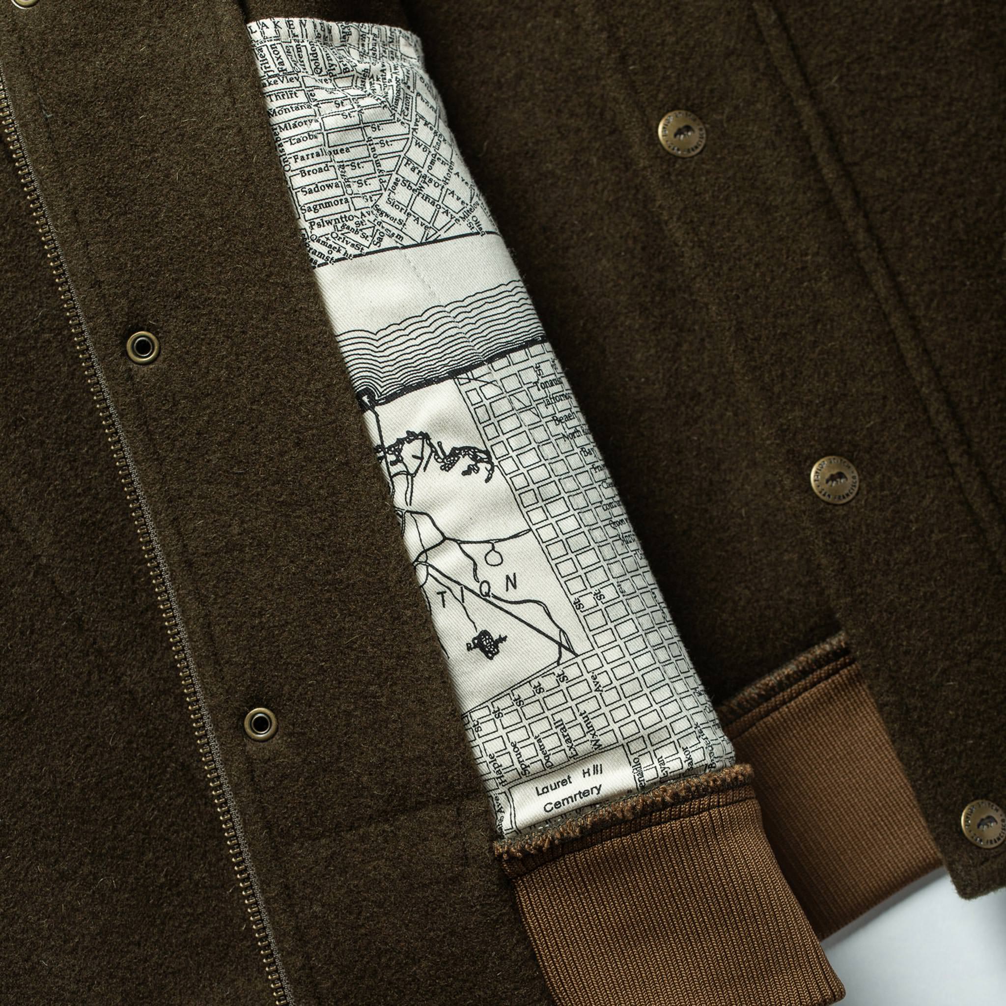 The Bomber Jacket in Olive Wool - Image 9