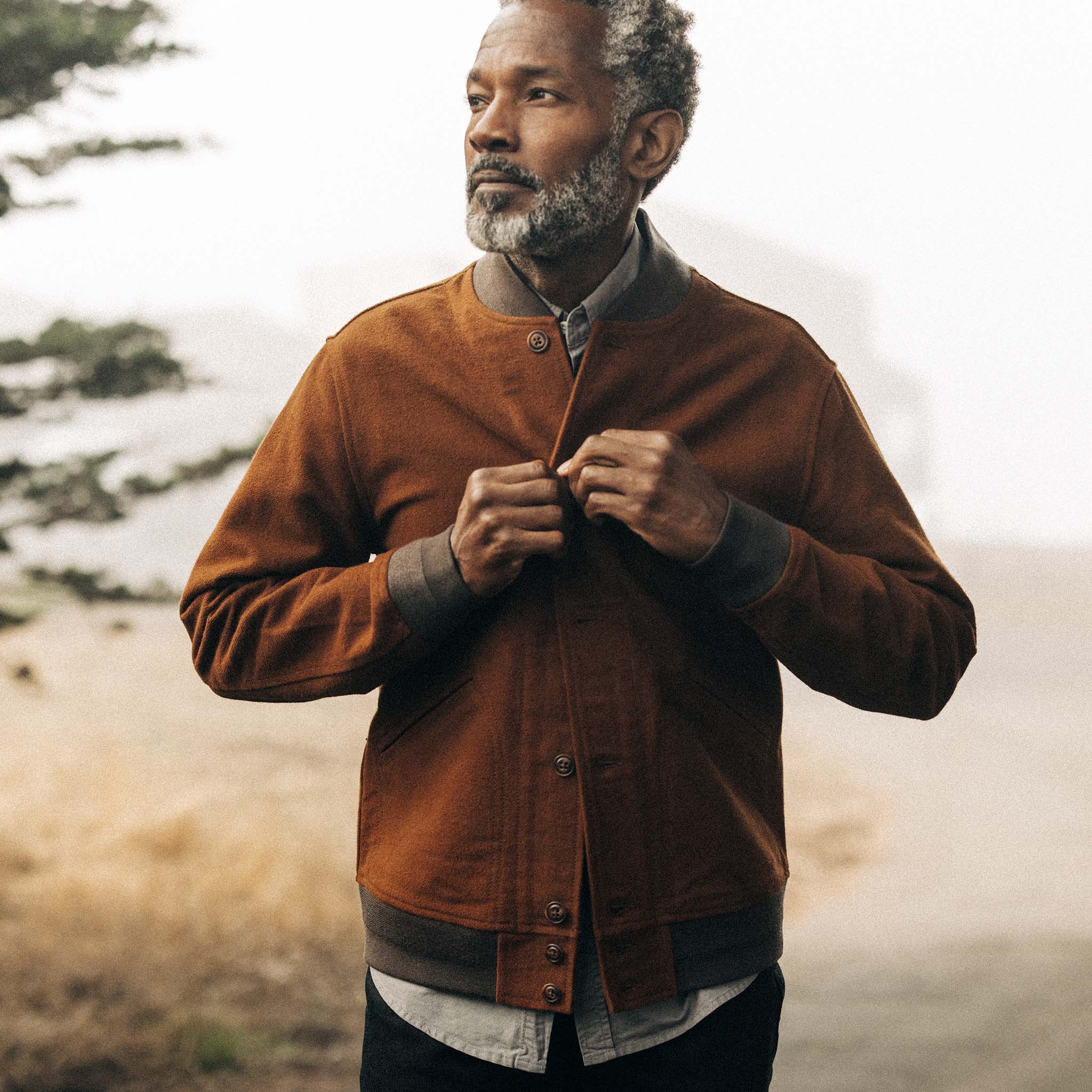 The Bomber Jacket in Tarnished Copper Moleskin - Image 2