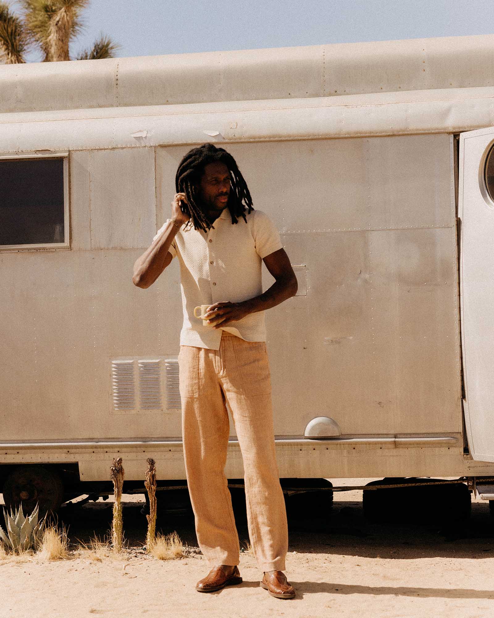 The Breakwater Pant in Chili Stripe Linen - Image 2