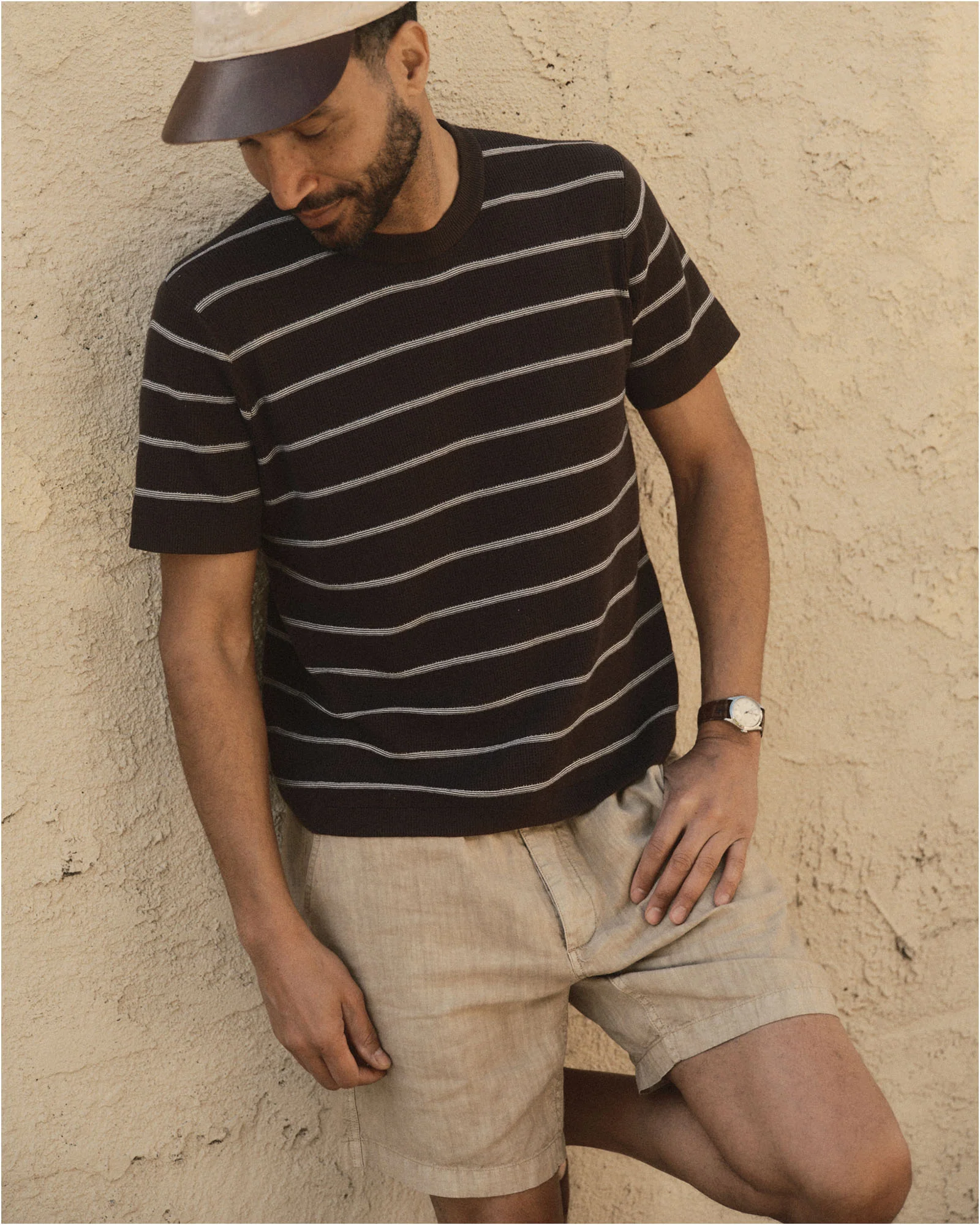 The Brody Sweater Tee in Espresso Stripe - Image 2