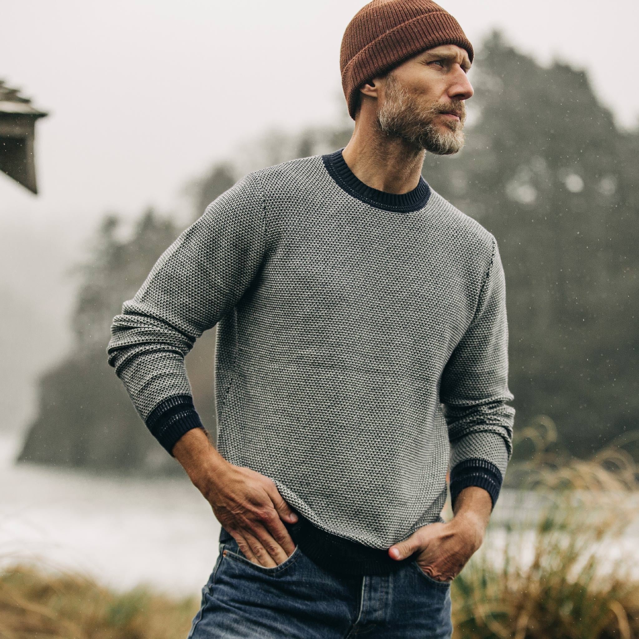 The Brume Sweater in Navy Birdseye - Image 2