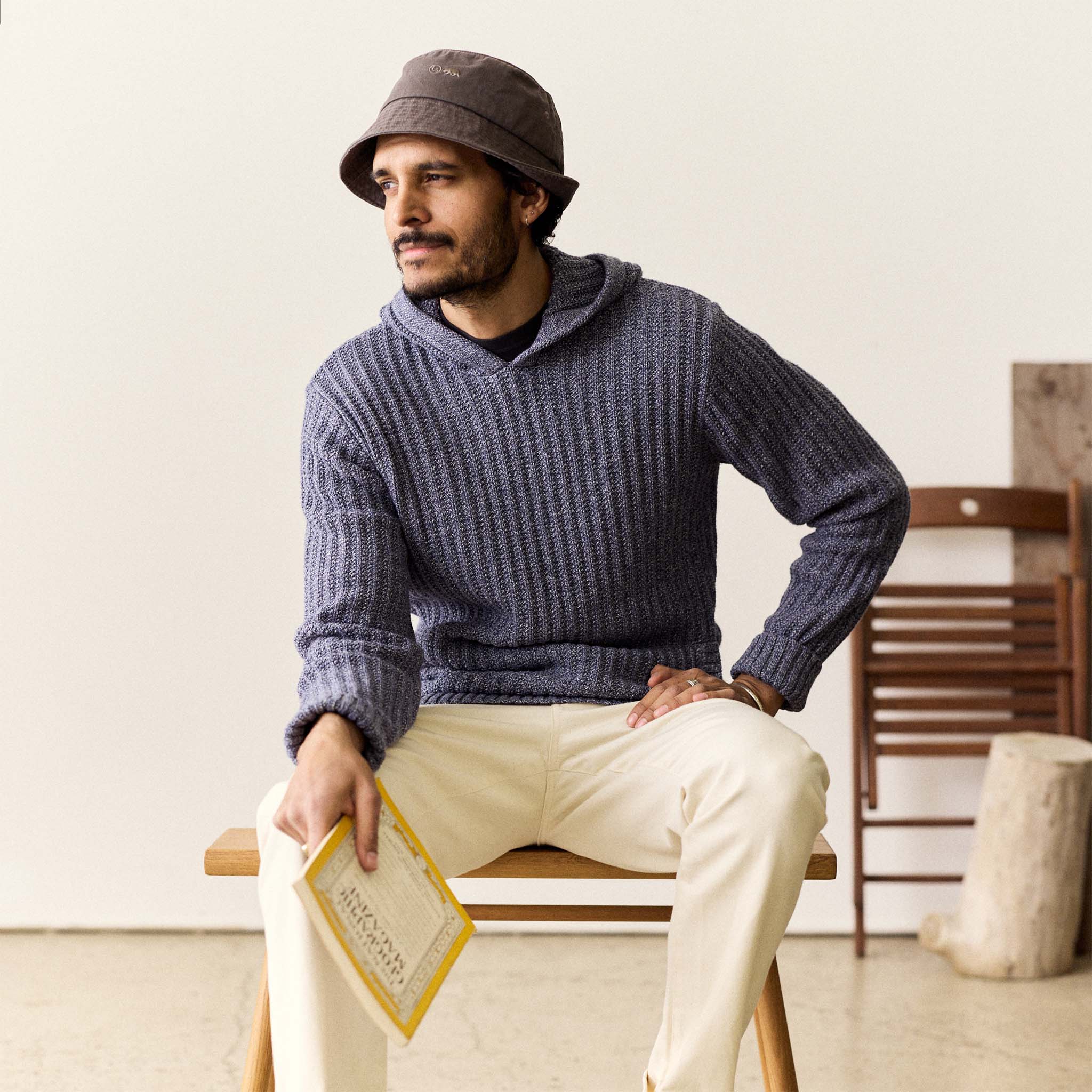 The Bryan Pullover Sweater in Blue Melange - Image 2