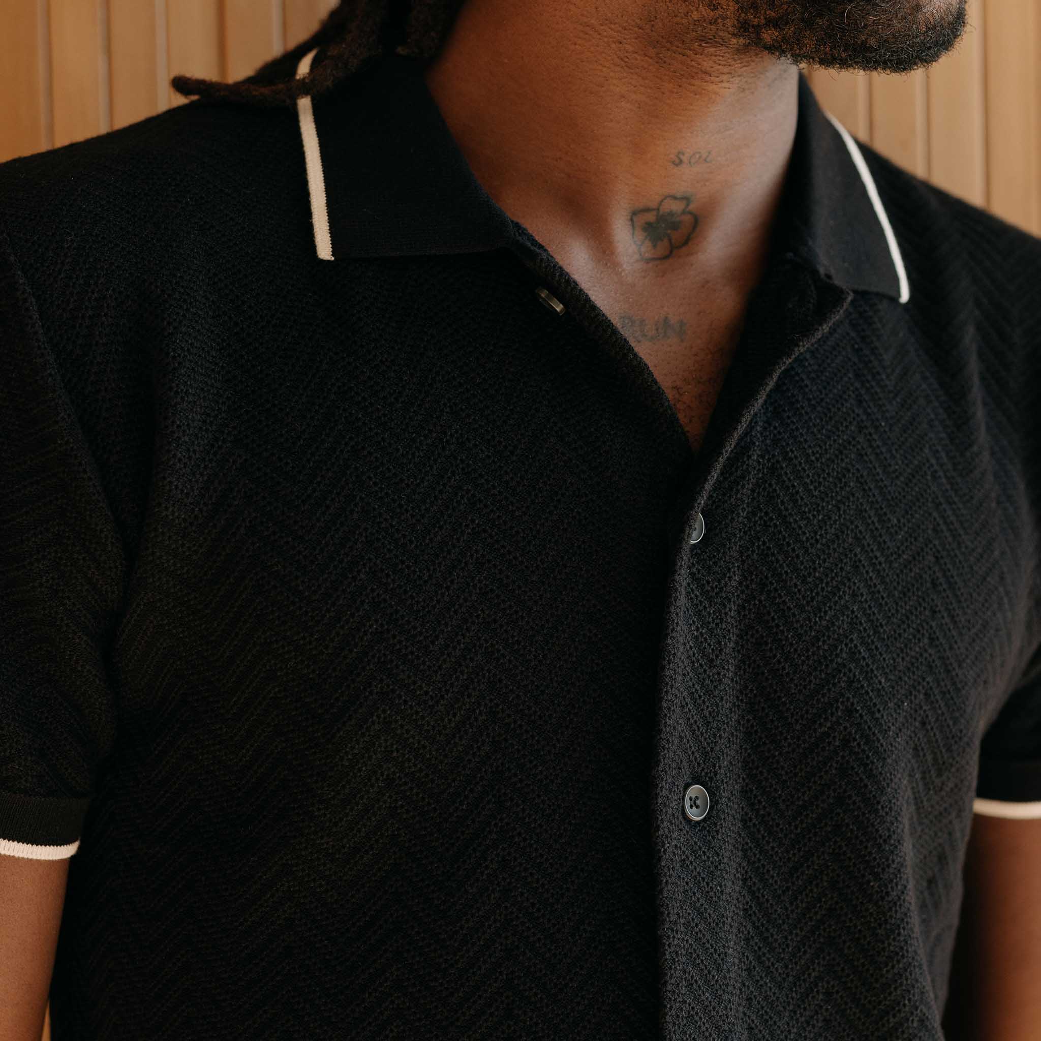 The Button Down Polo in Coal Herringbone - Image 3