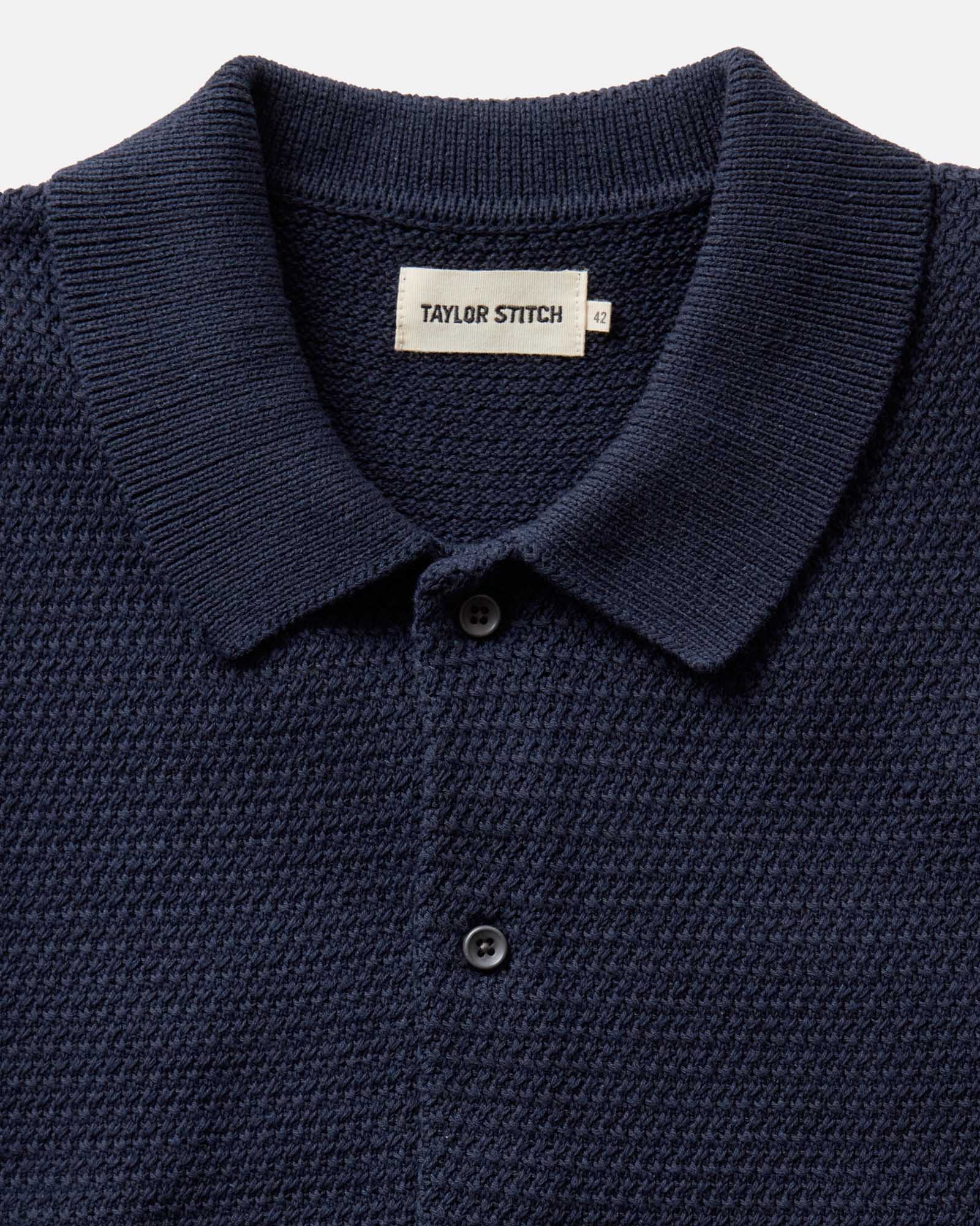 The Button Down Polo in Dark Navy Crochet - Image 4