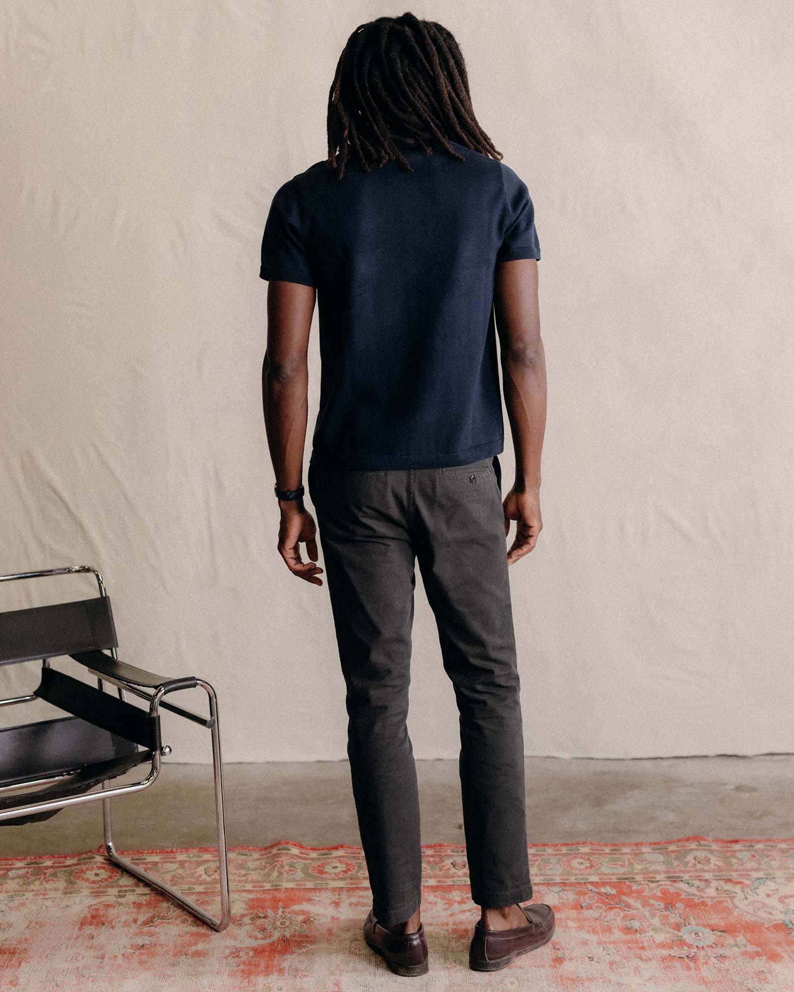 The Button Down Polo in Dark Navy Stripe - Image 4