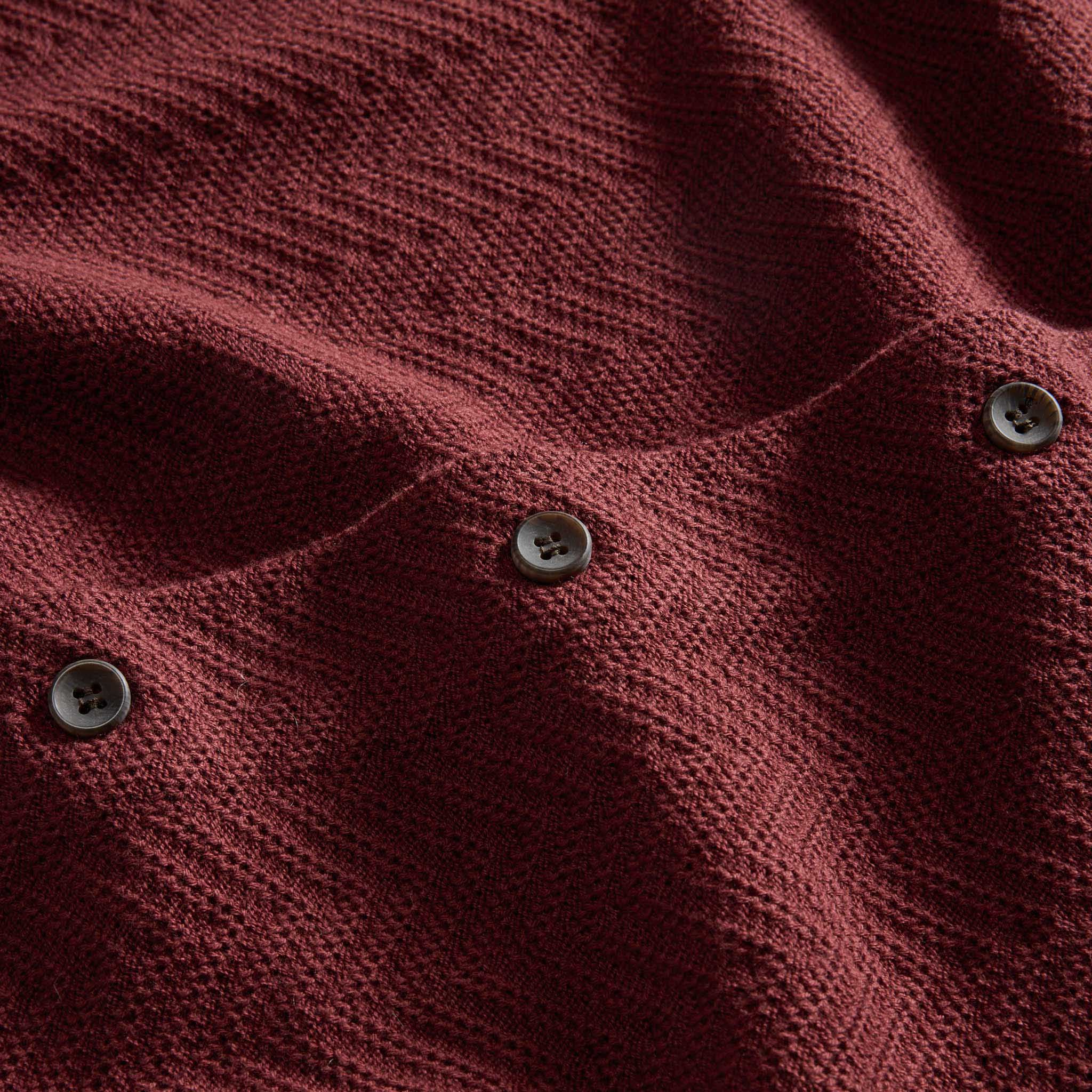 The Button Down Polo in Dried Cherry Herringbone - Image 6