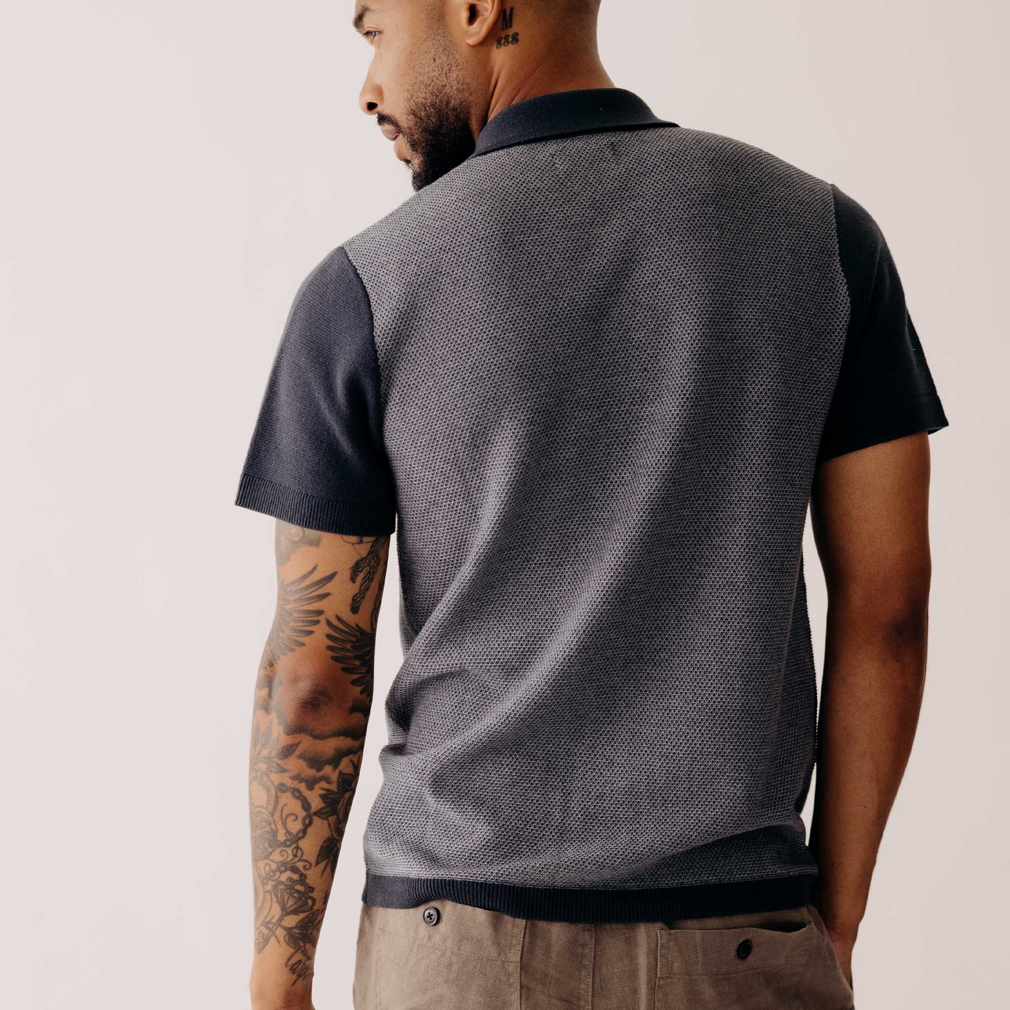 The Button Down Polo in Marine Seed Stitch - Image 4