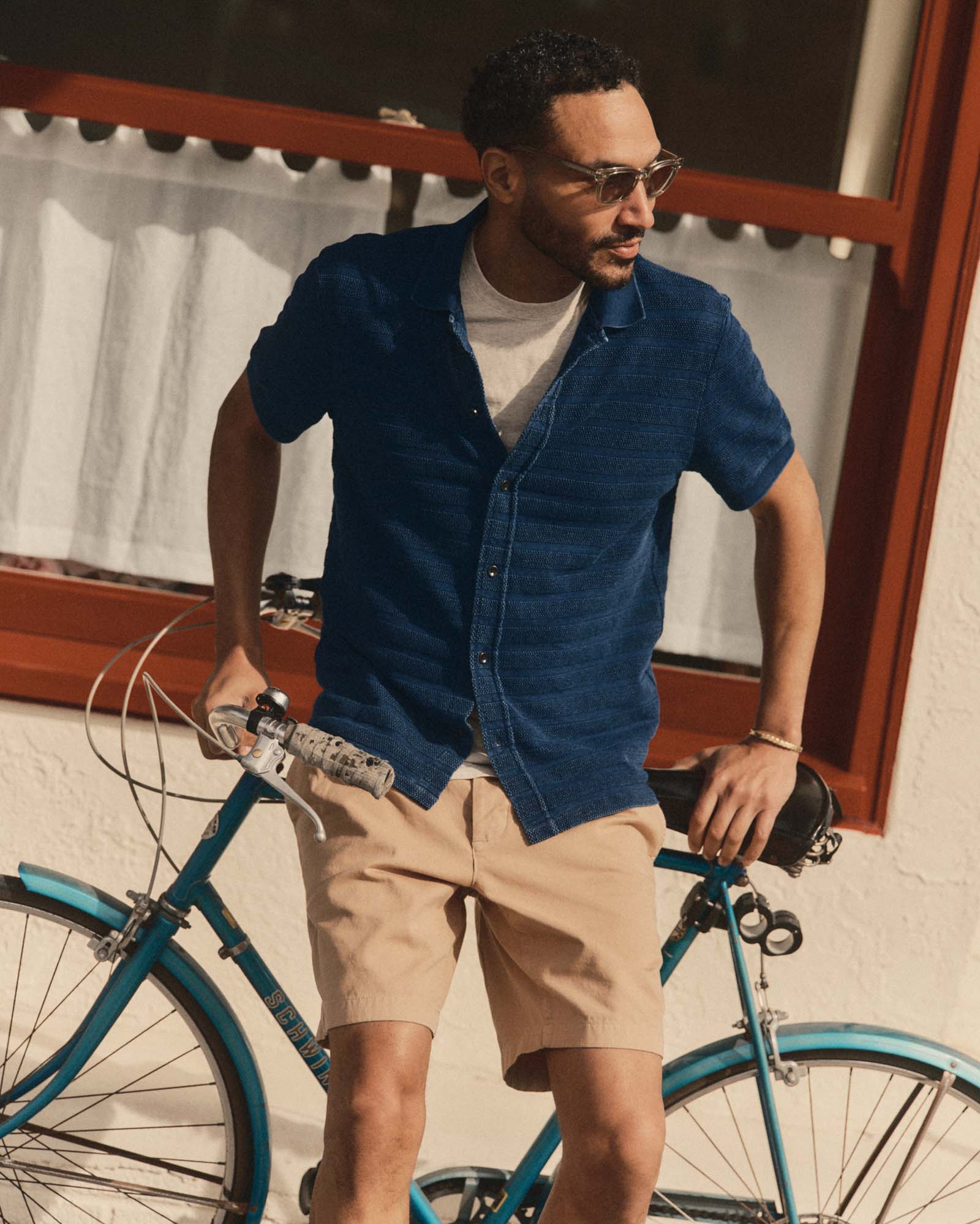 The Bywater Polo in Rinsed Indigo Knit Stripe - Image 3