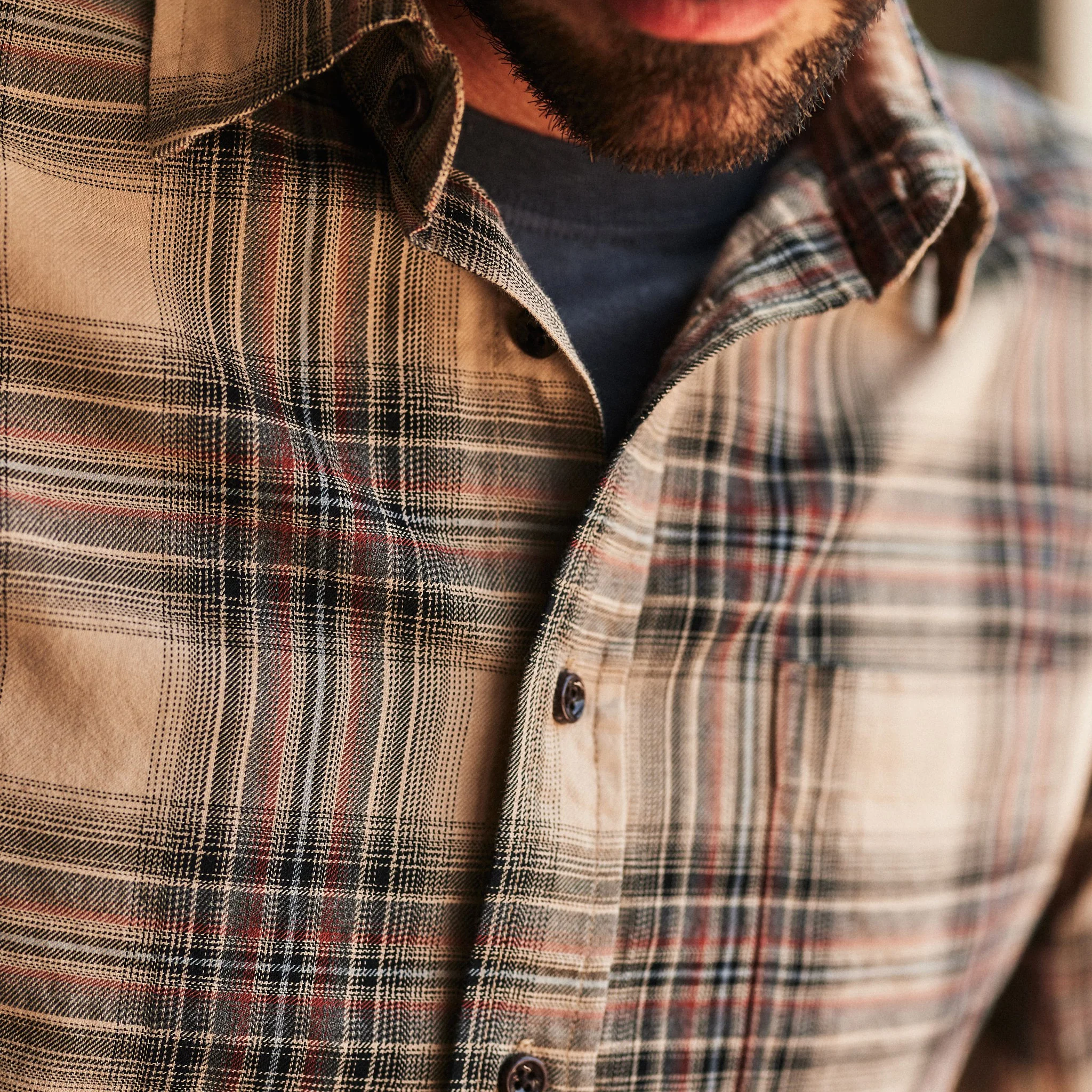The California in Dune Plaid Brushed Cotton Twill - Image 3
