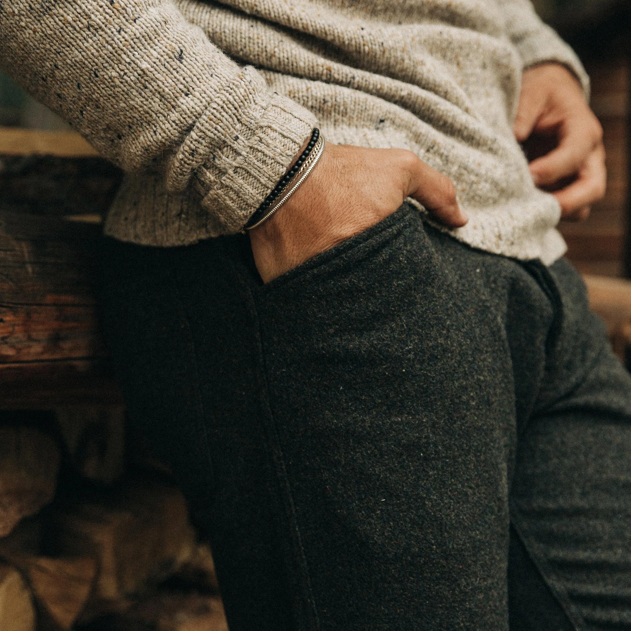 The Camp Pant in Dark Moss Wool - Image 5