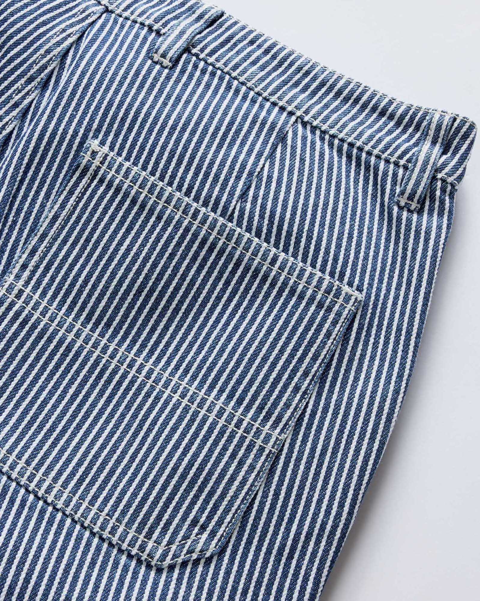 The Camp Short in Indigo Railroad Stripe Denim - Image 8