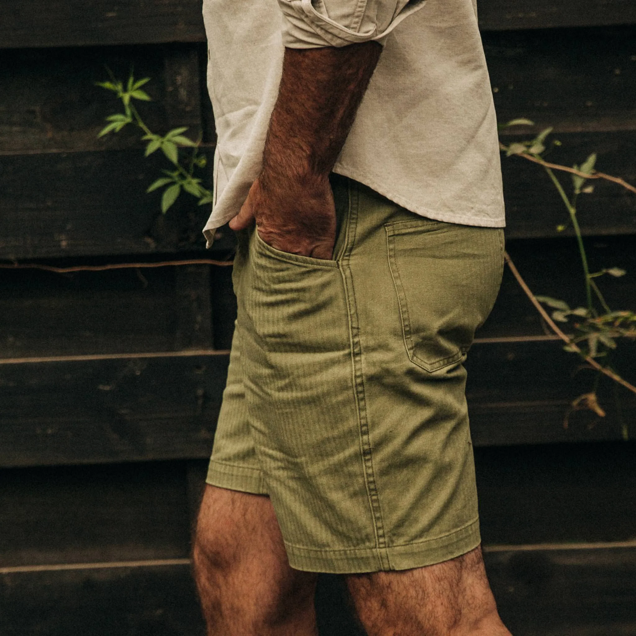The Camp Short in Olive Herringbone - Image 4