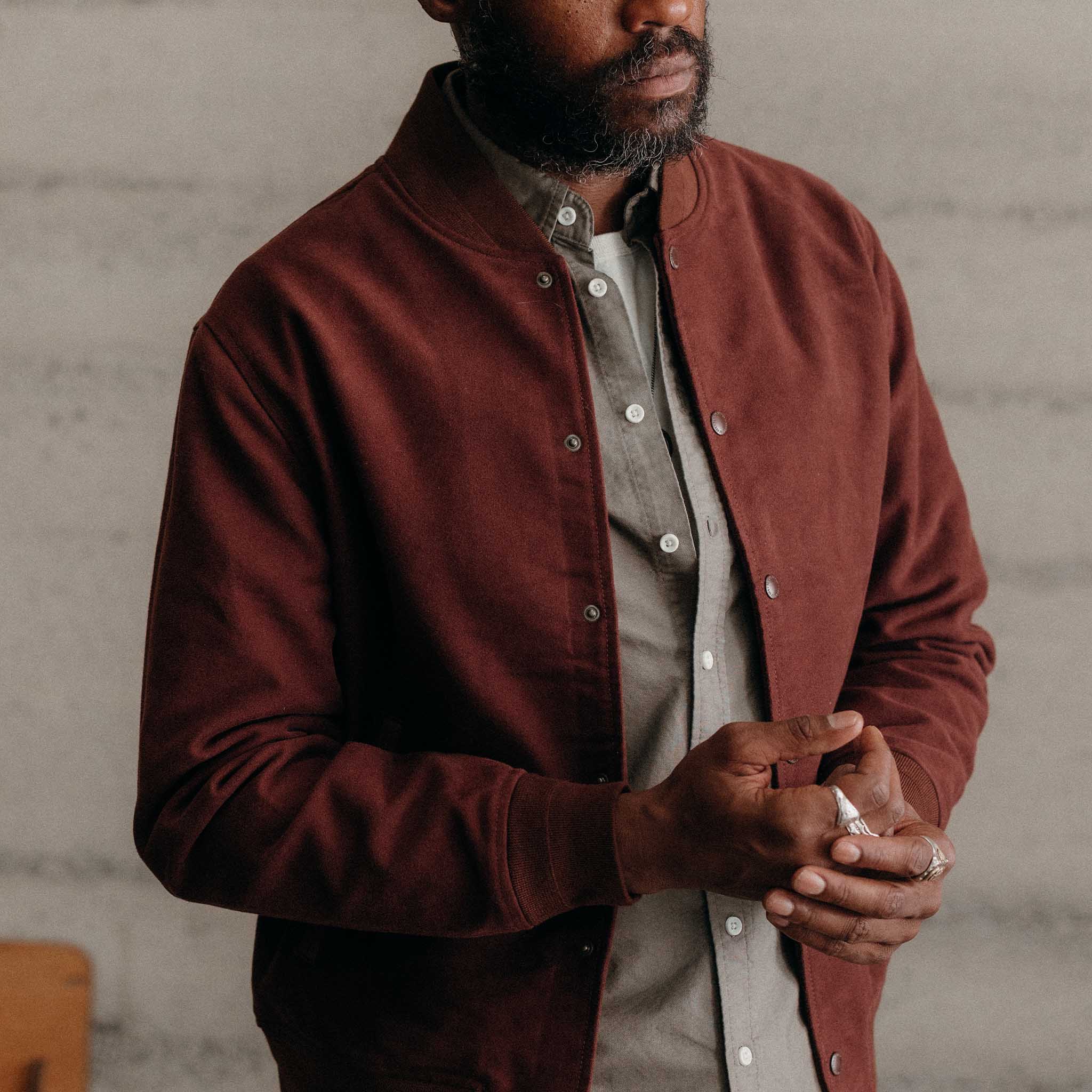 The Campus Jacket in Burgundy Moleskin - Image 2
