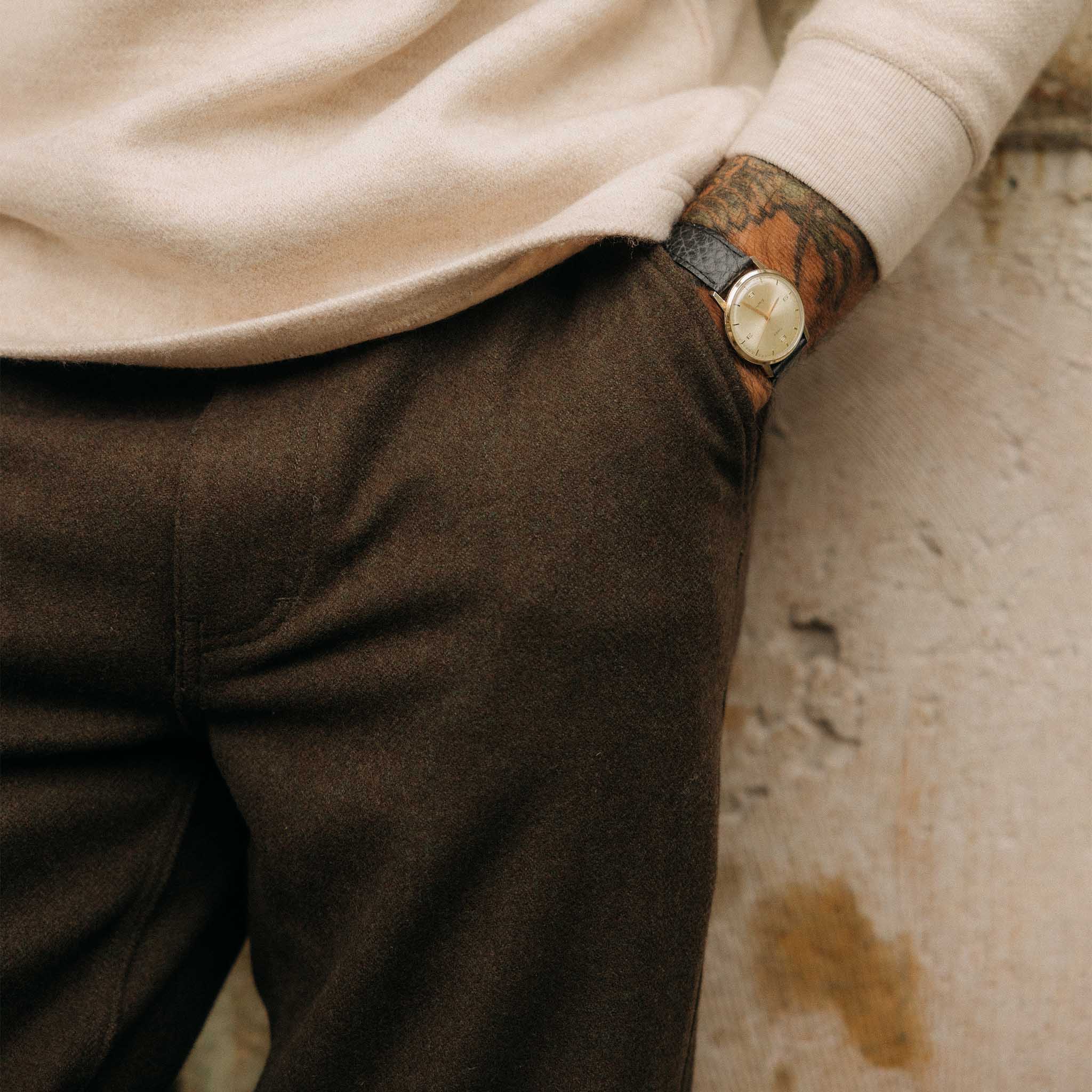 The Carnegie Pant in Army Herringbone Wool - Image 3