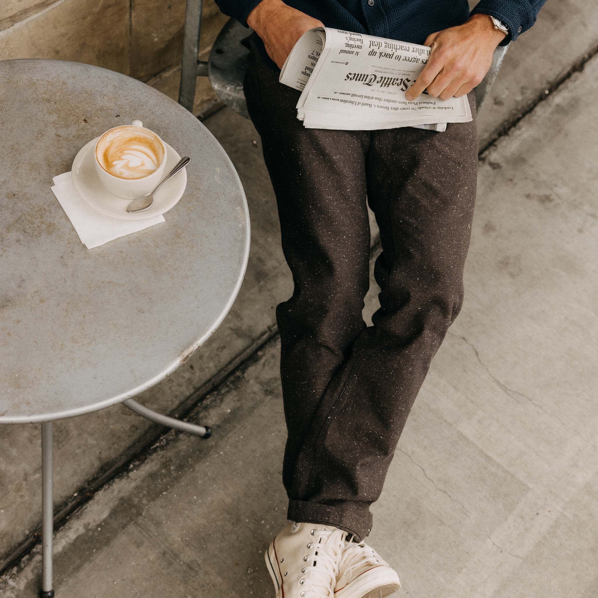 The Carnegie Pant in Peat Nep Herringbone - Image 4