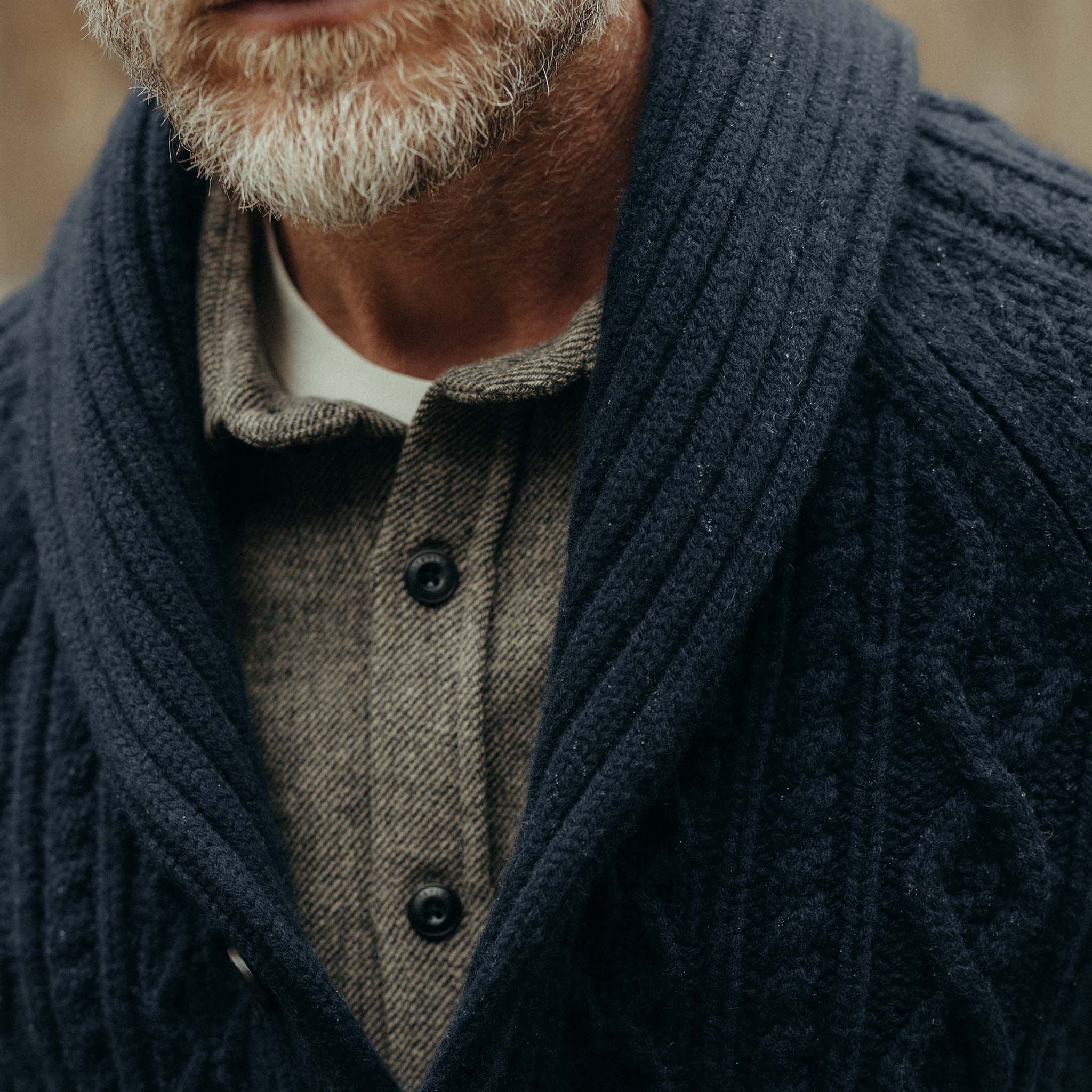The Cascade Shawl Cardigan in Heather Marine - Image 5