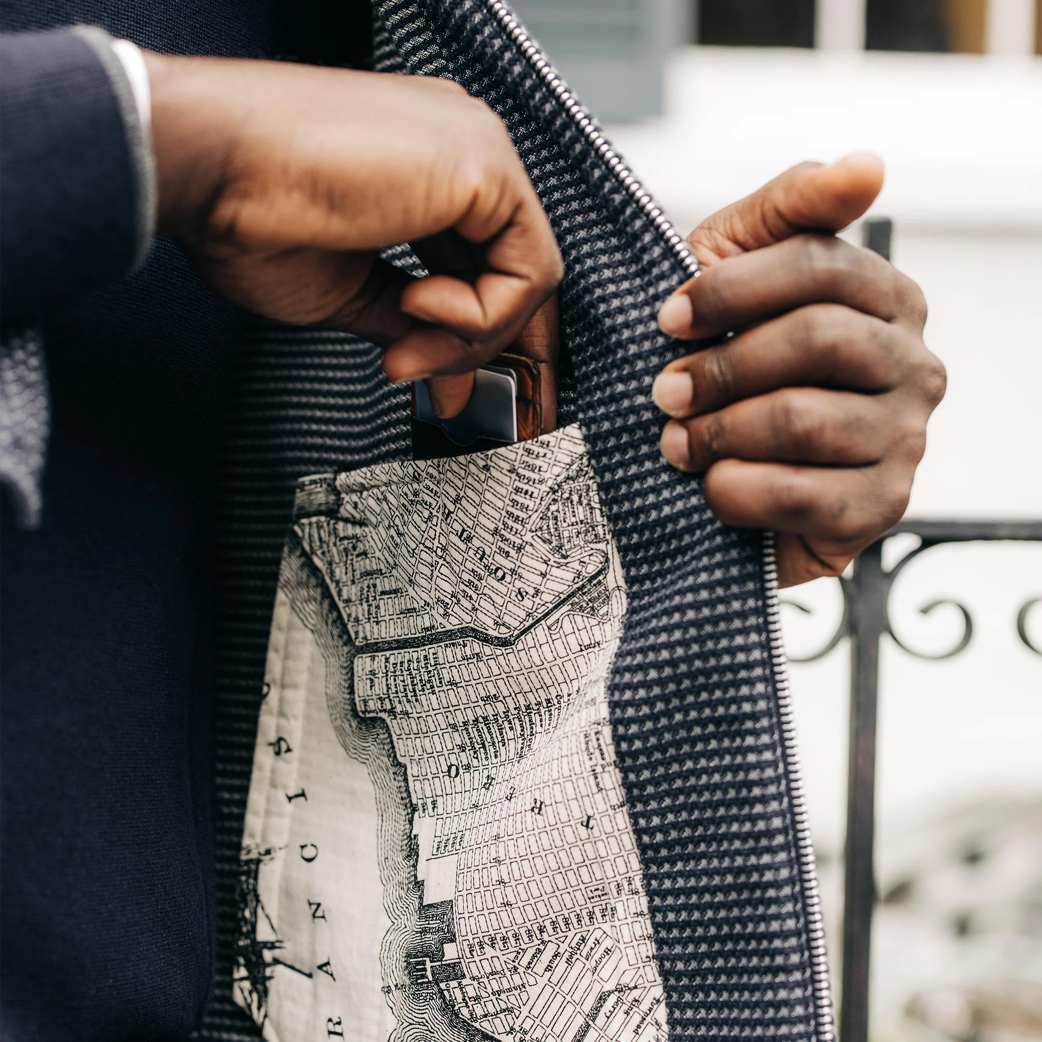 The Cavern Jacket in Navy Dobby Grid - Image 4