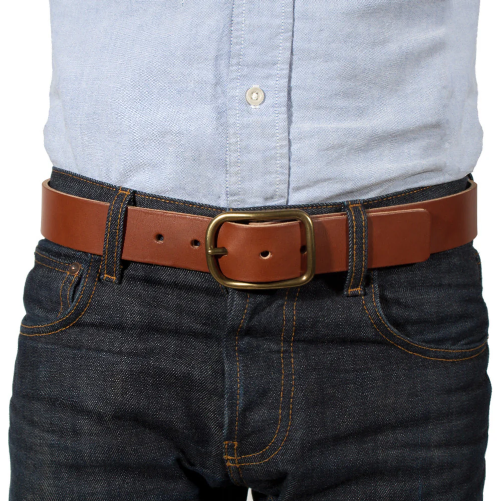 Cognac Brass Buckle Belt - 1.5 - Image 3